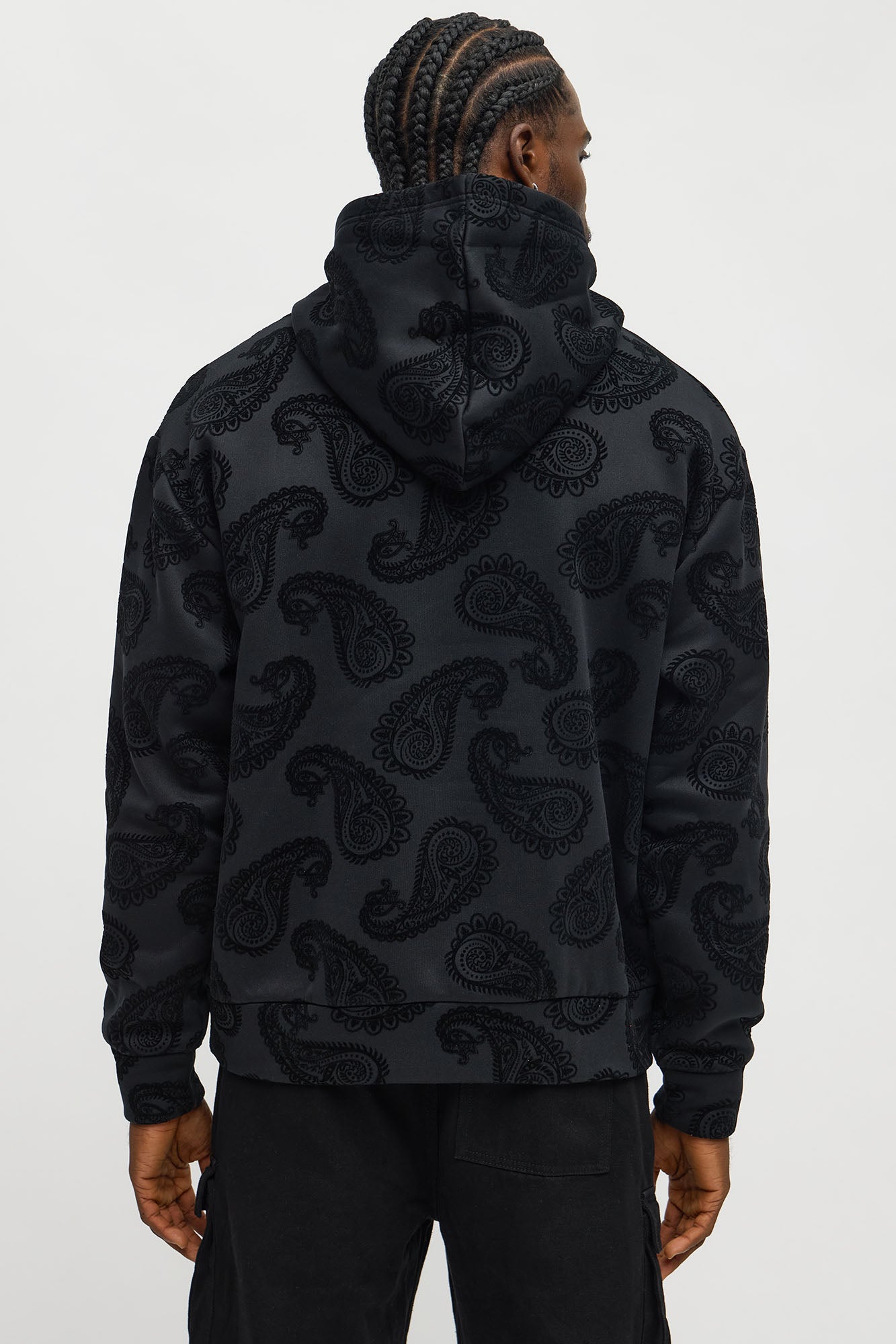 Paisley Flock Hoodie - Black