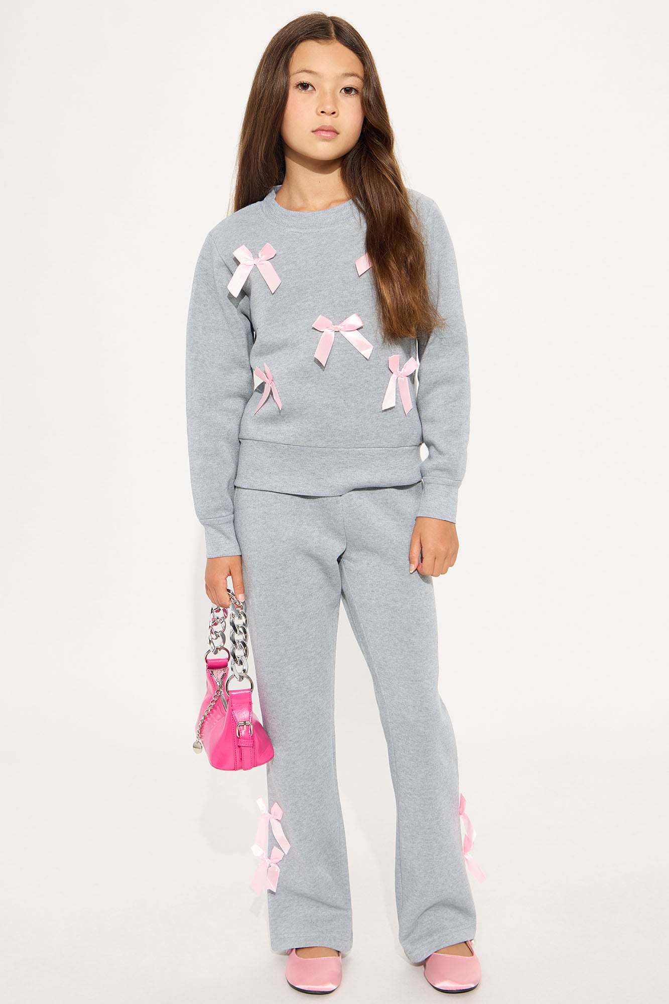 Mini Simply The Prettiest Sweatshirt And Pant Set - Heather Grey