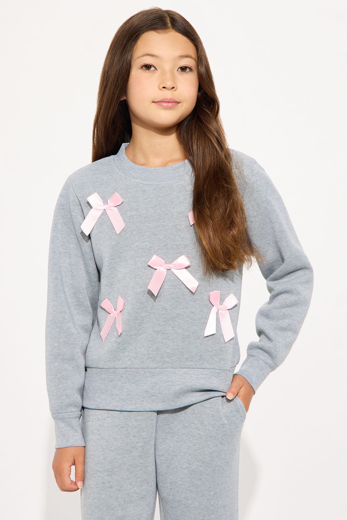 Mini Simply The Prettiest Sweatshirt And Pant Set - Heather Grey