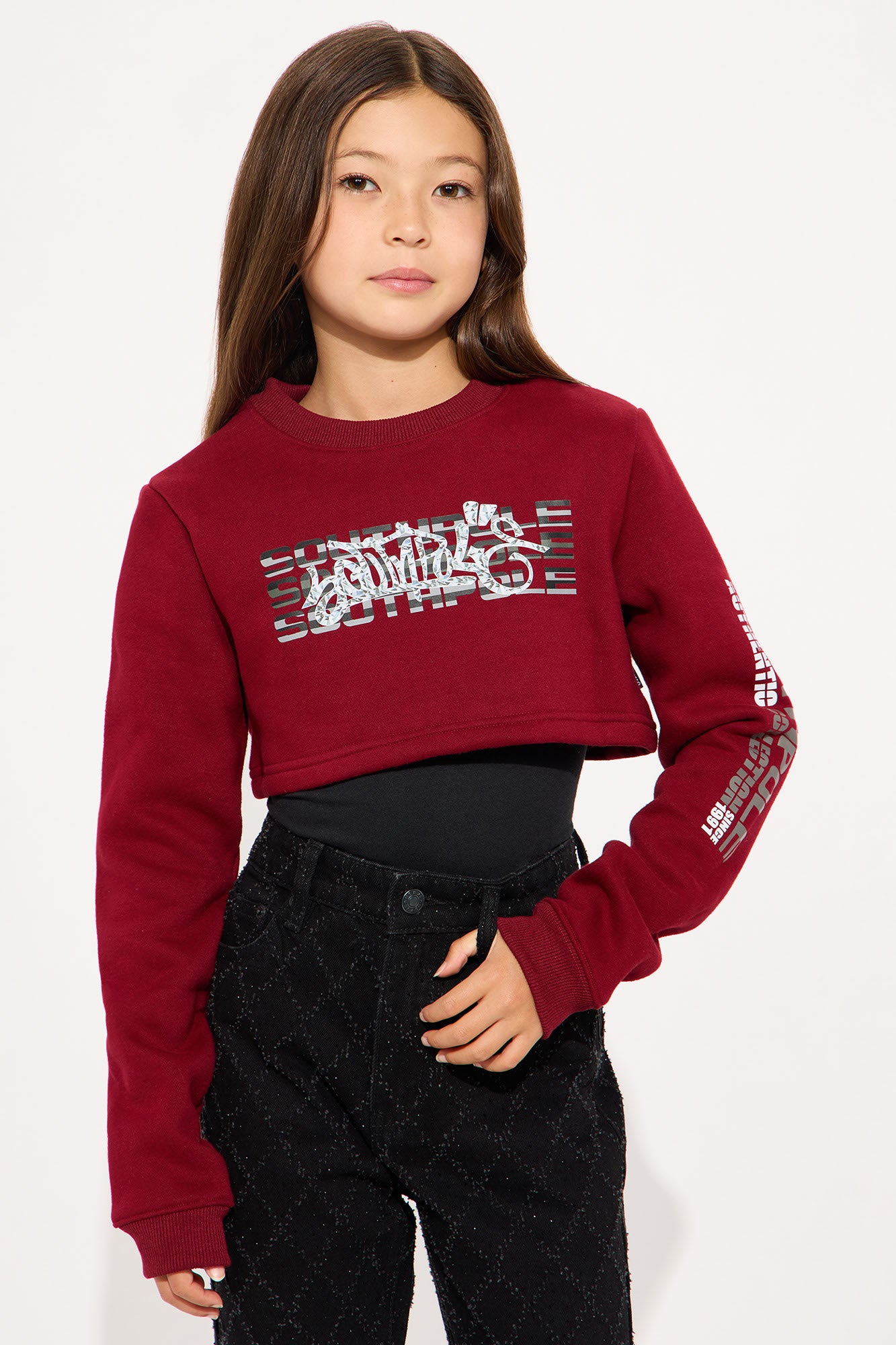 Mini Southpole Signature Cropped Sweatshirt - Red