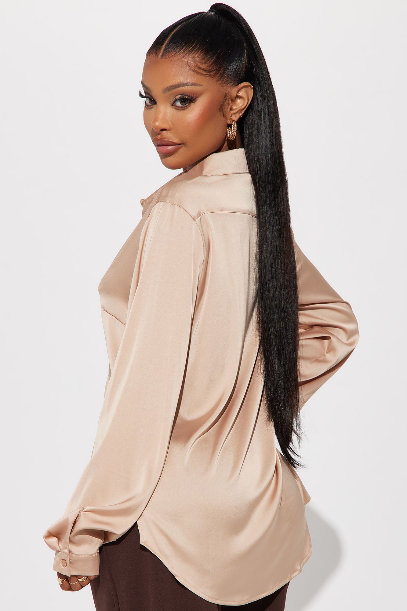 Smooth Talkin' Button Down Top - Taupe