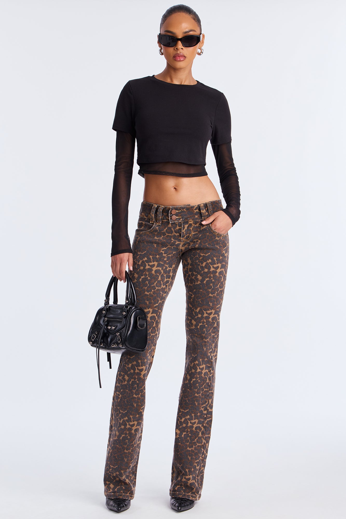 Tall Wild One Leopard Print Flare Jeans - Brown/combo