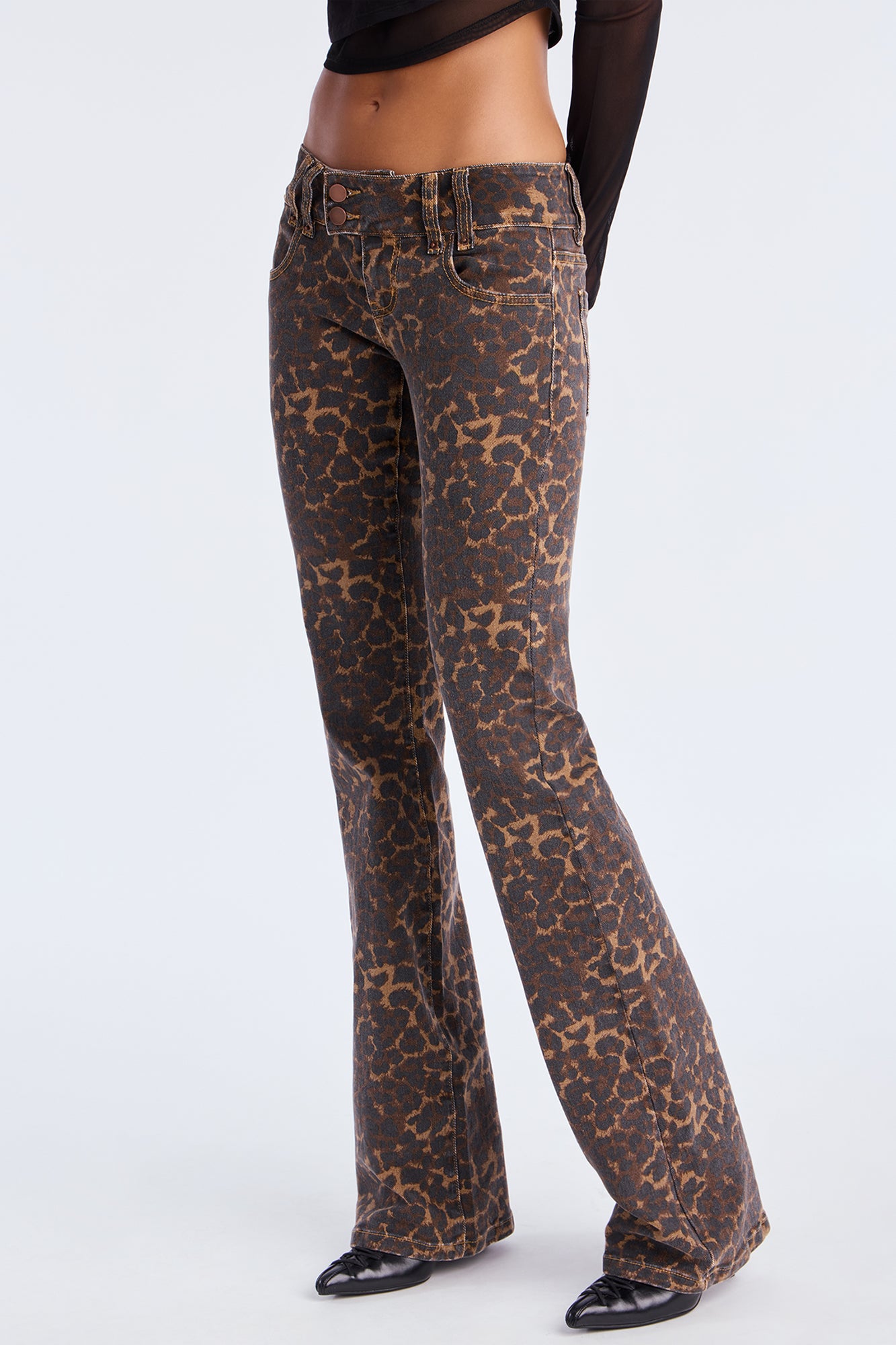 Tall Wild One Leopard Print Flare Jeans - Brown/combo