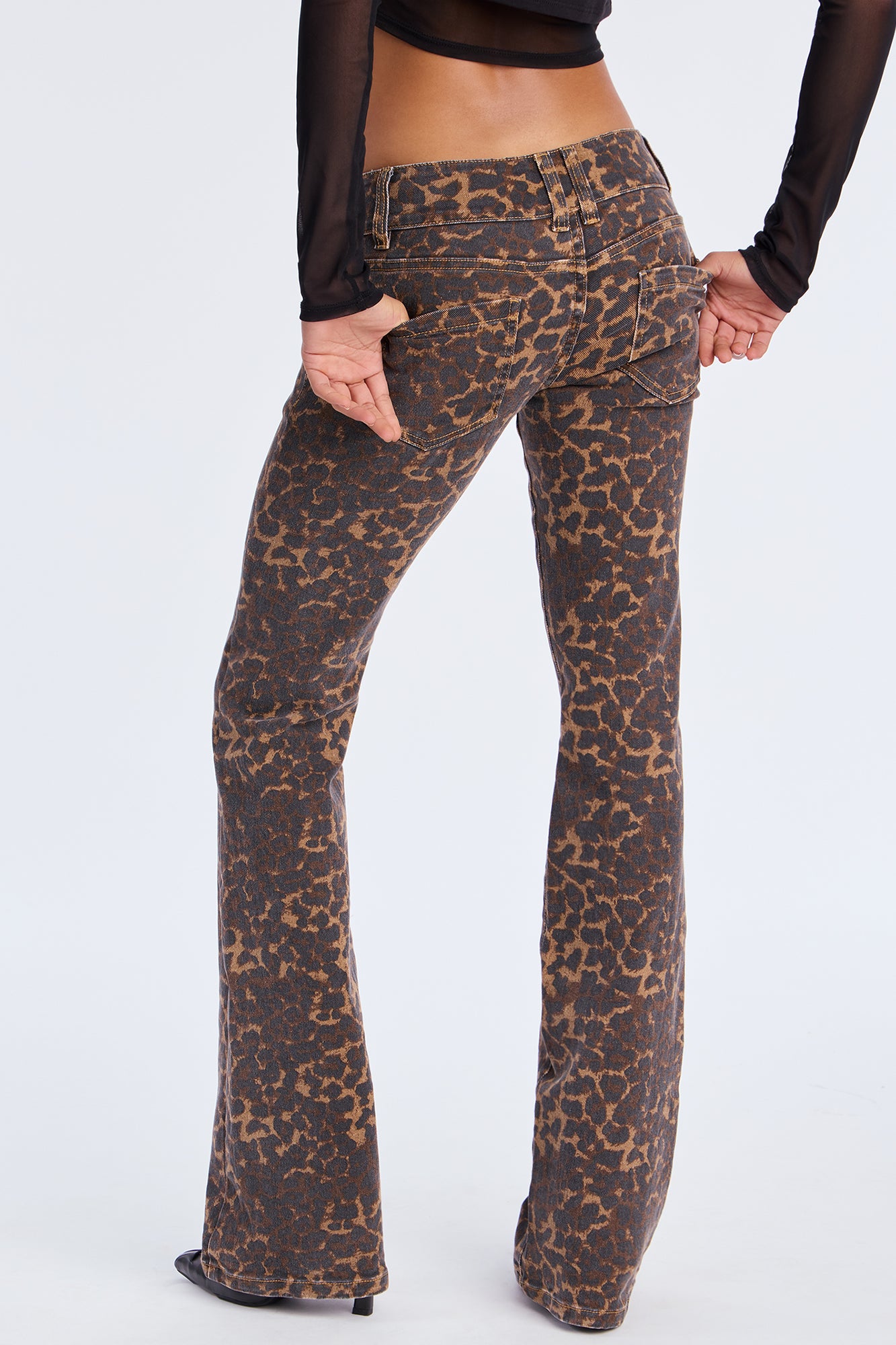 Tall Wild One Leopard Print Flare Jeans - Brown/combo