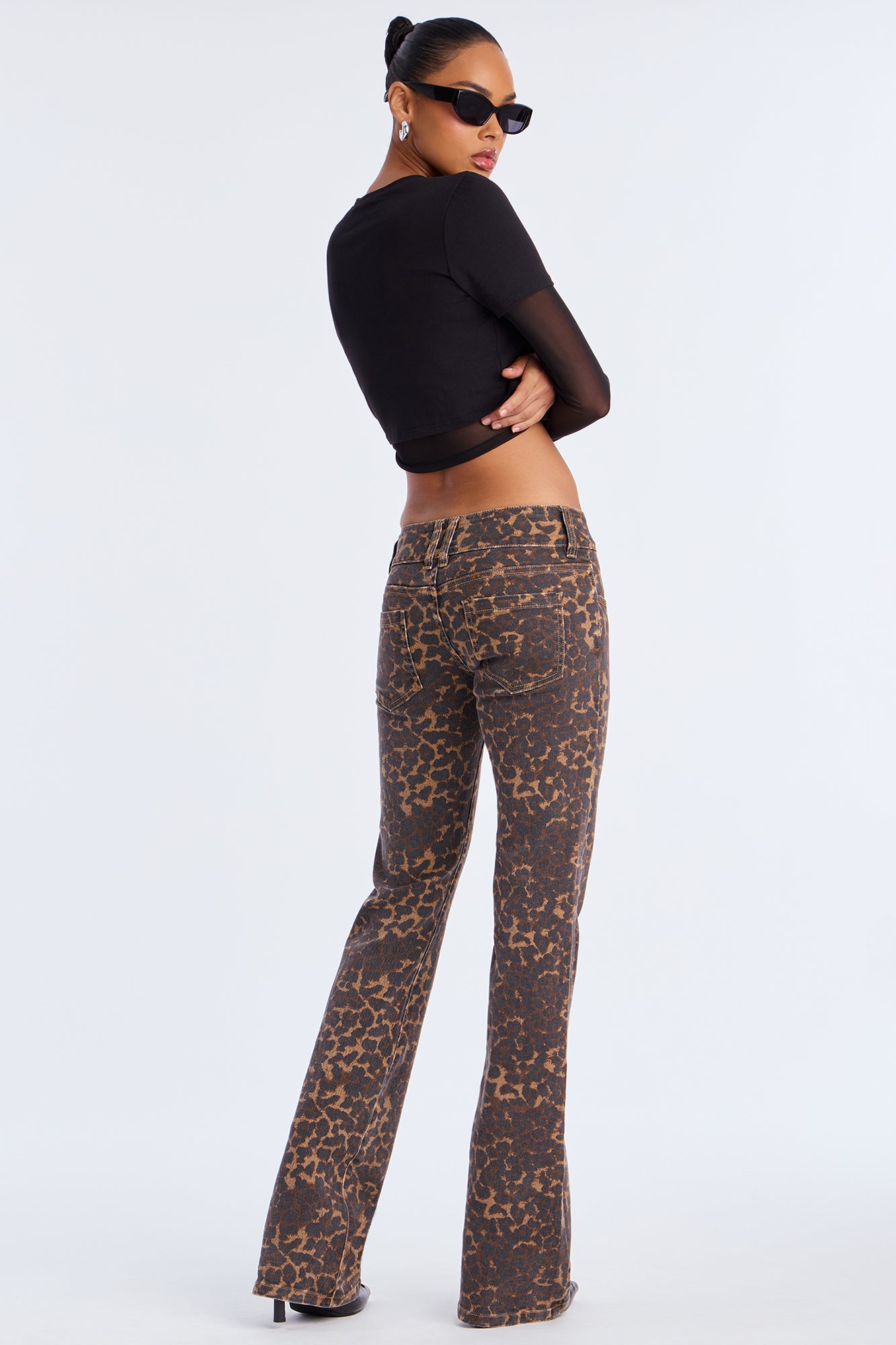 Tall Wild One Leopard Print Flare Jeans - Brown/combo