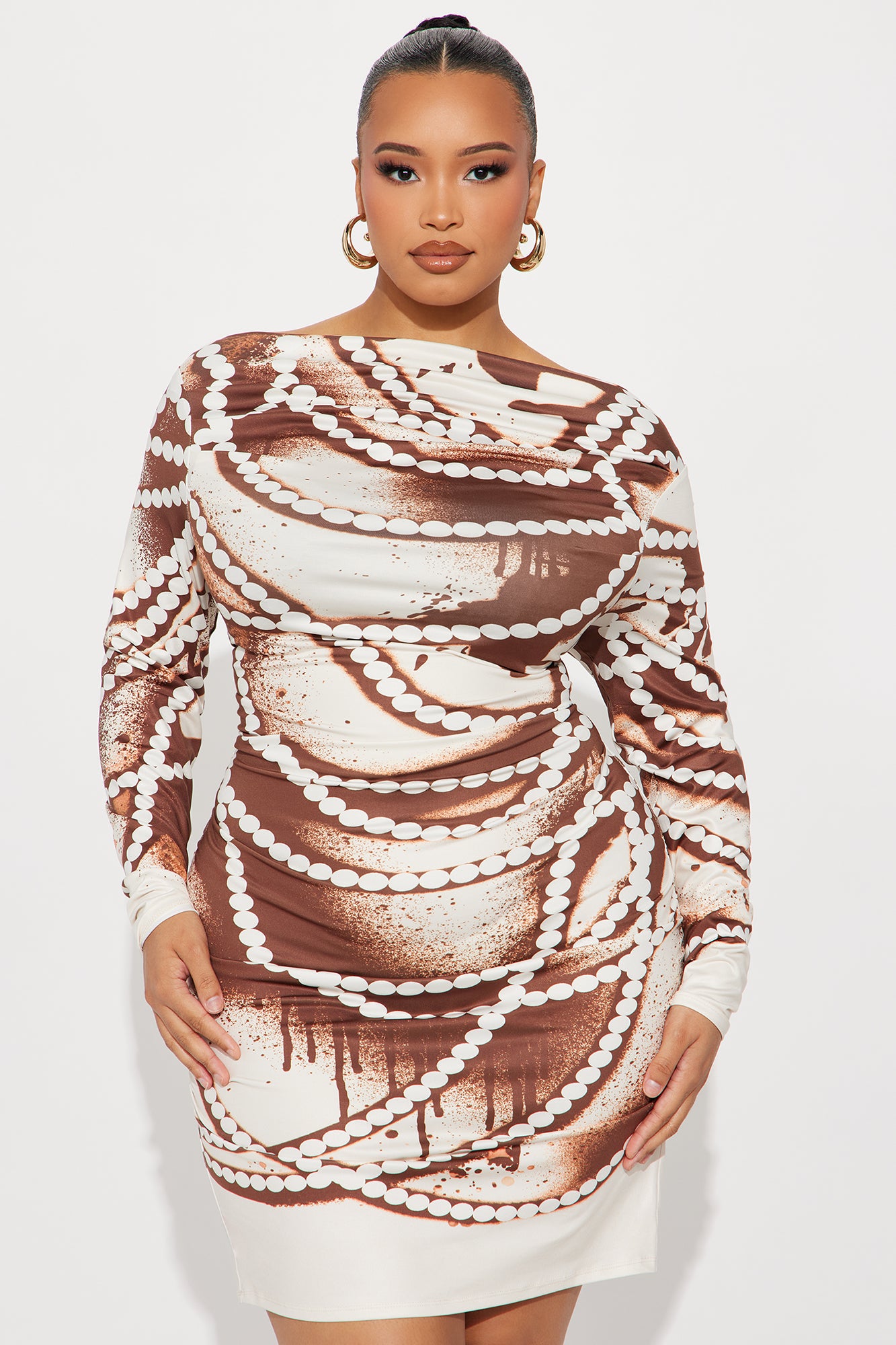 Odessa One Shoulder Mini Dress - Brown