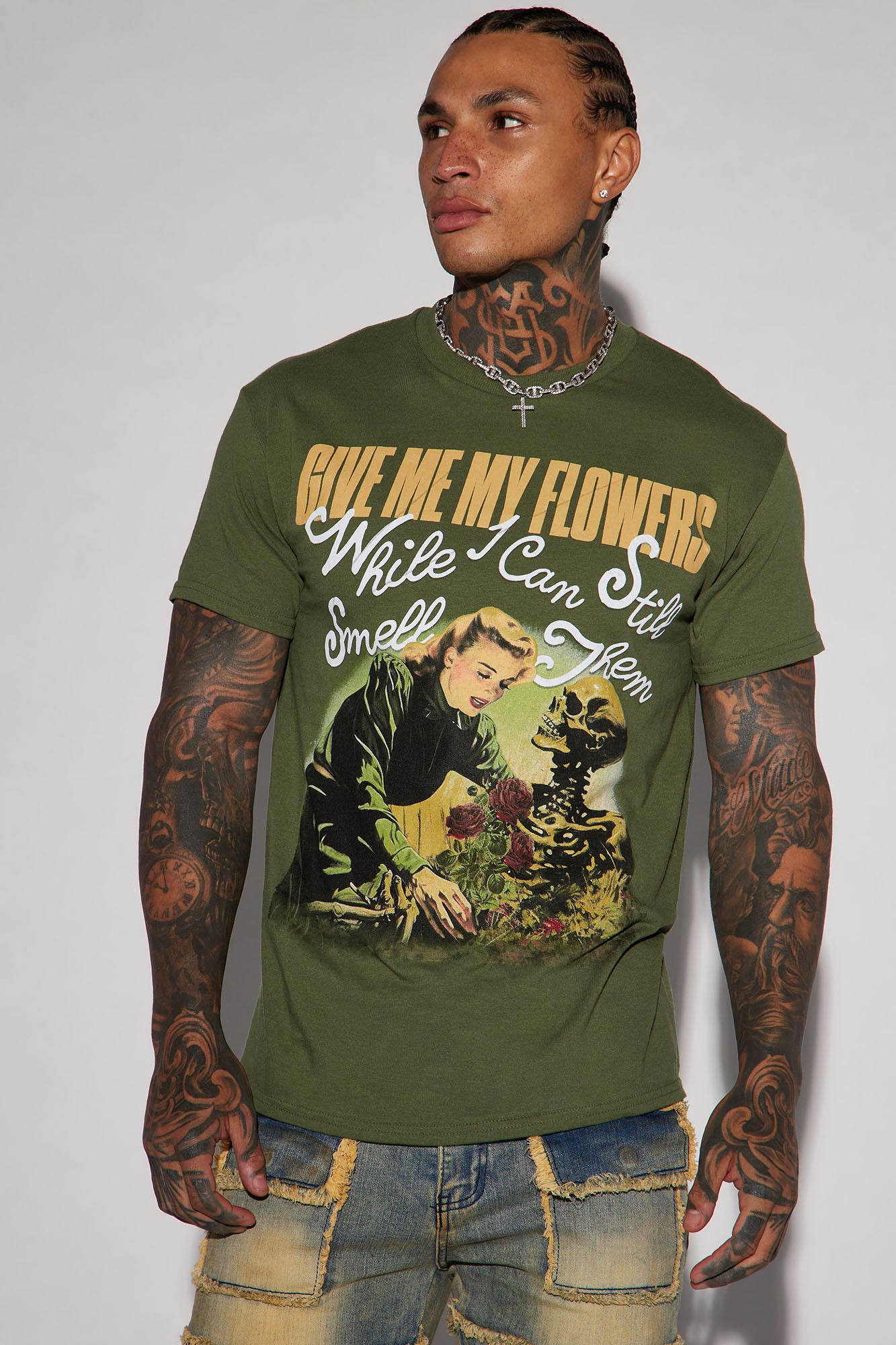 Give Me My Flowers Short Sleeve Tee - Hunter