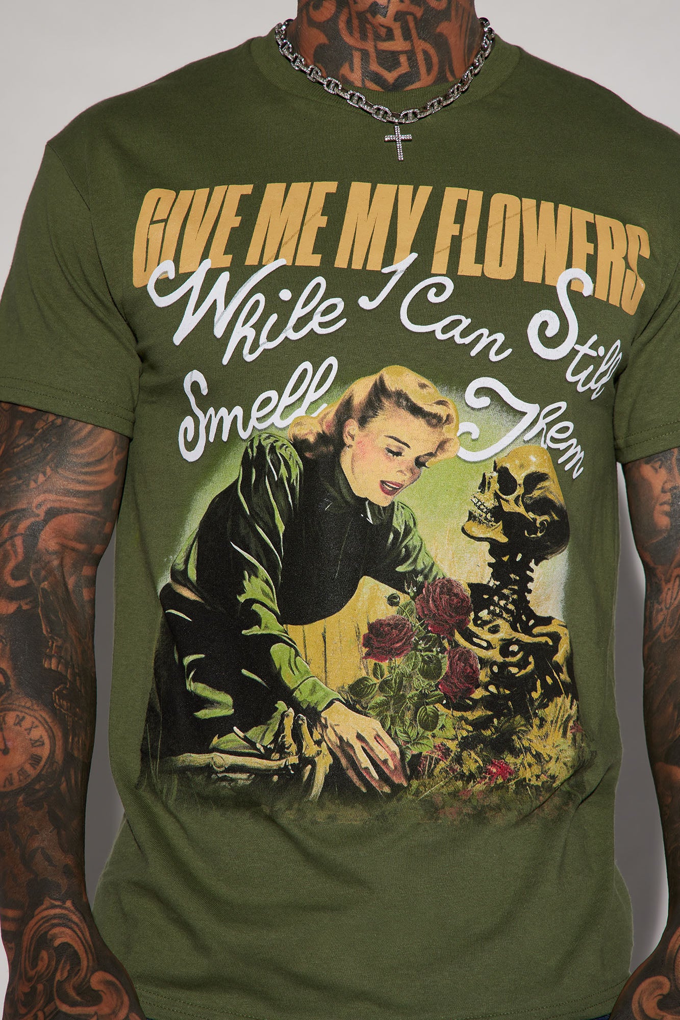 Give Me My Flowers Short Sleeve Tee - Hunter