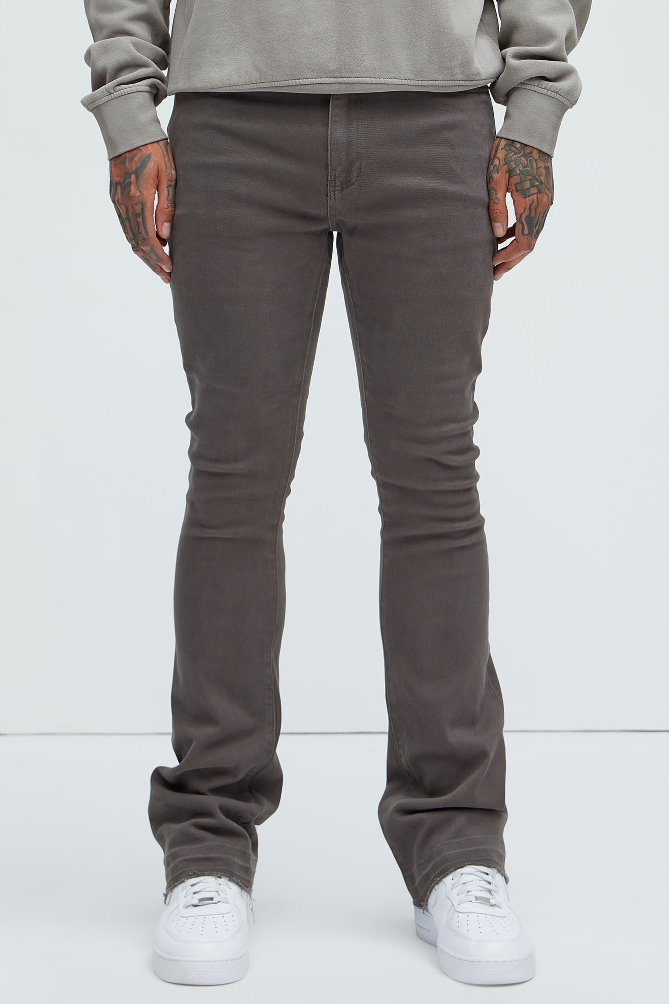 Cornell Stacked Skinny Flare Jeans - Charcoal