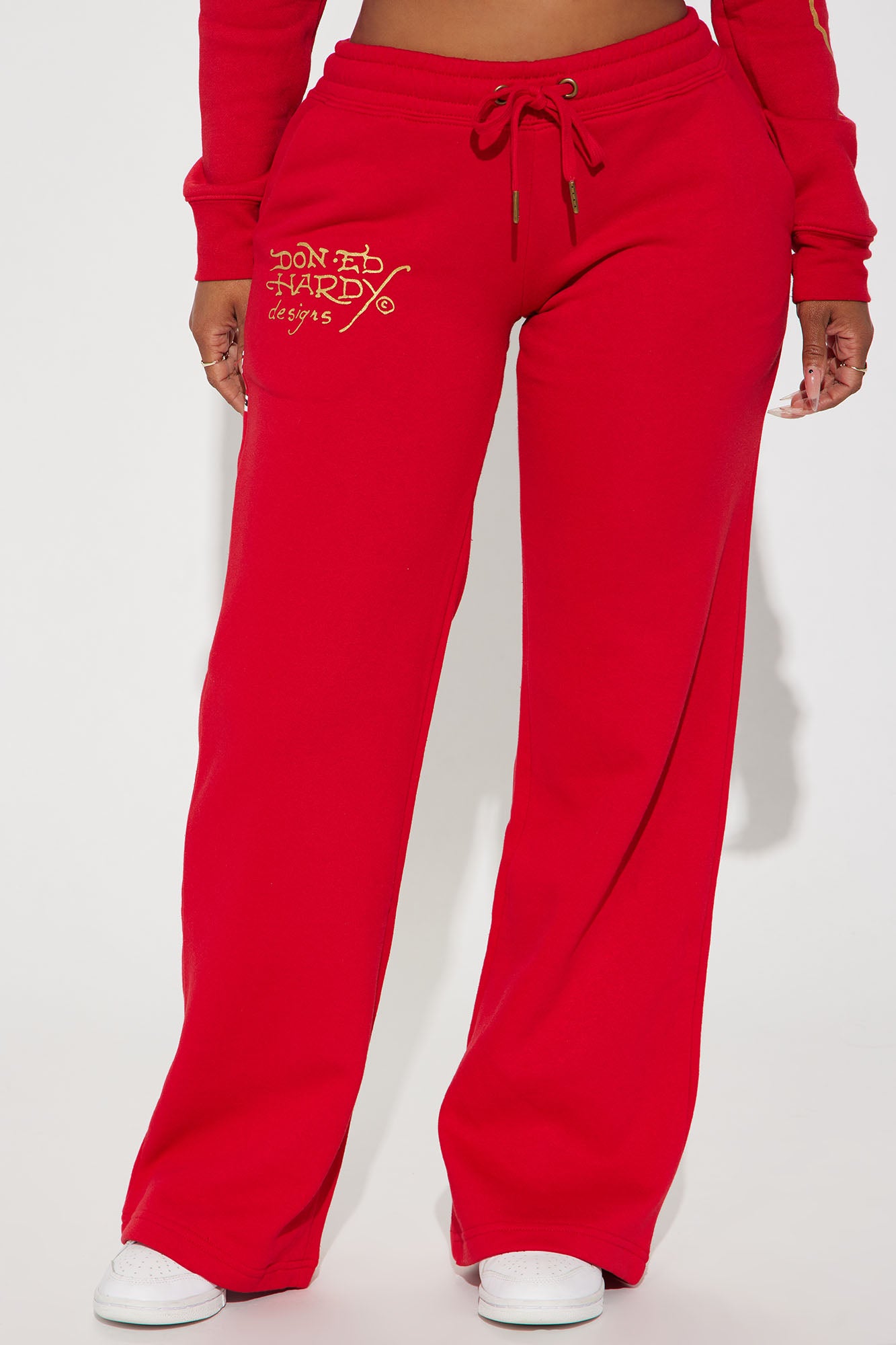 Broken Hearts Ed Hardy Wide Leg Pant - Red