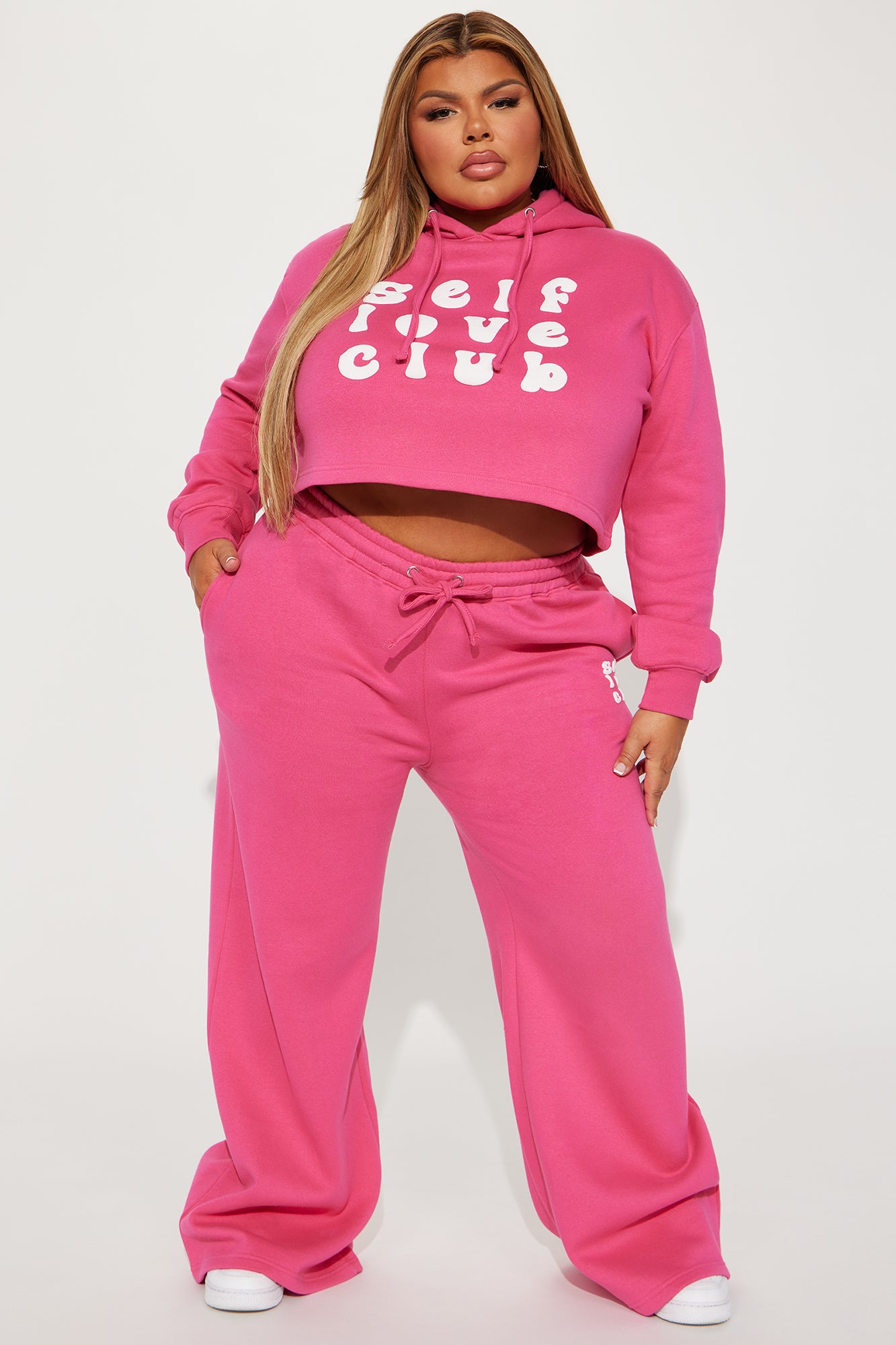 Self Love Club Wide Leg Sweatpants - Pink