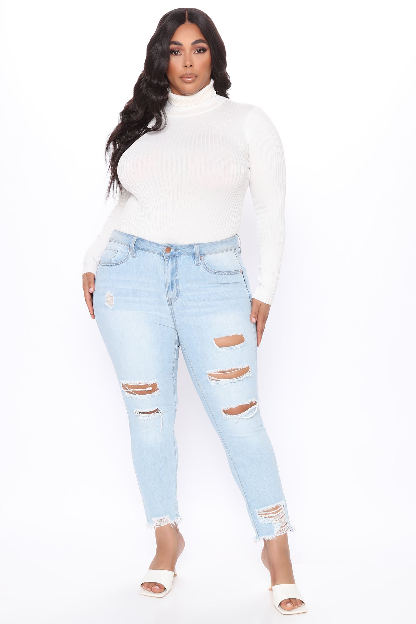 Make My Life Complete Sweater Bodysuit - White