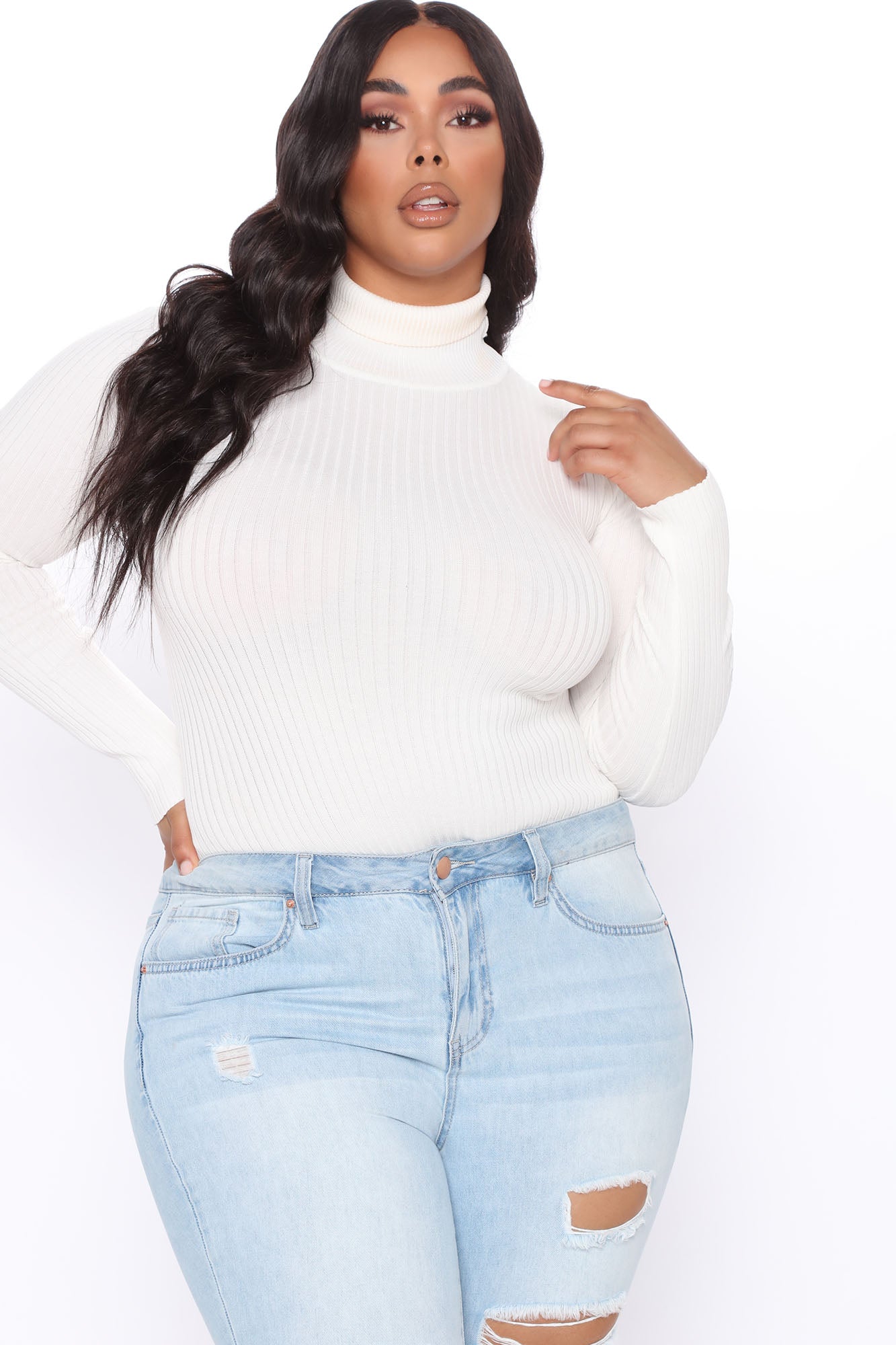 Make My Life Complete Sweater Bodysuit - White