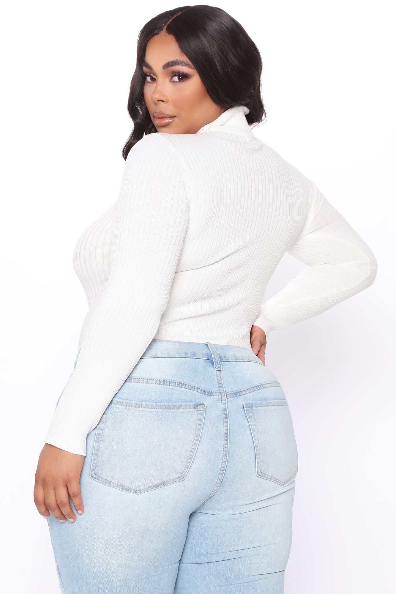 Make My Life Complete Sweater Bodysuit - White