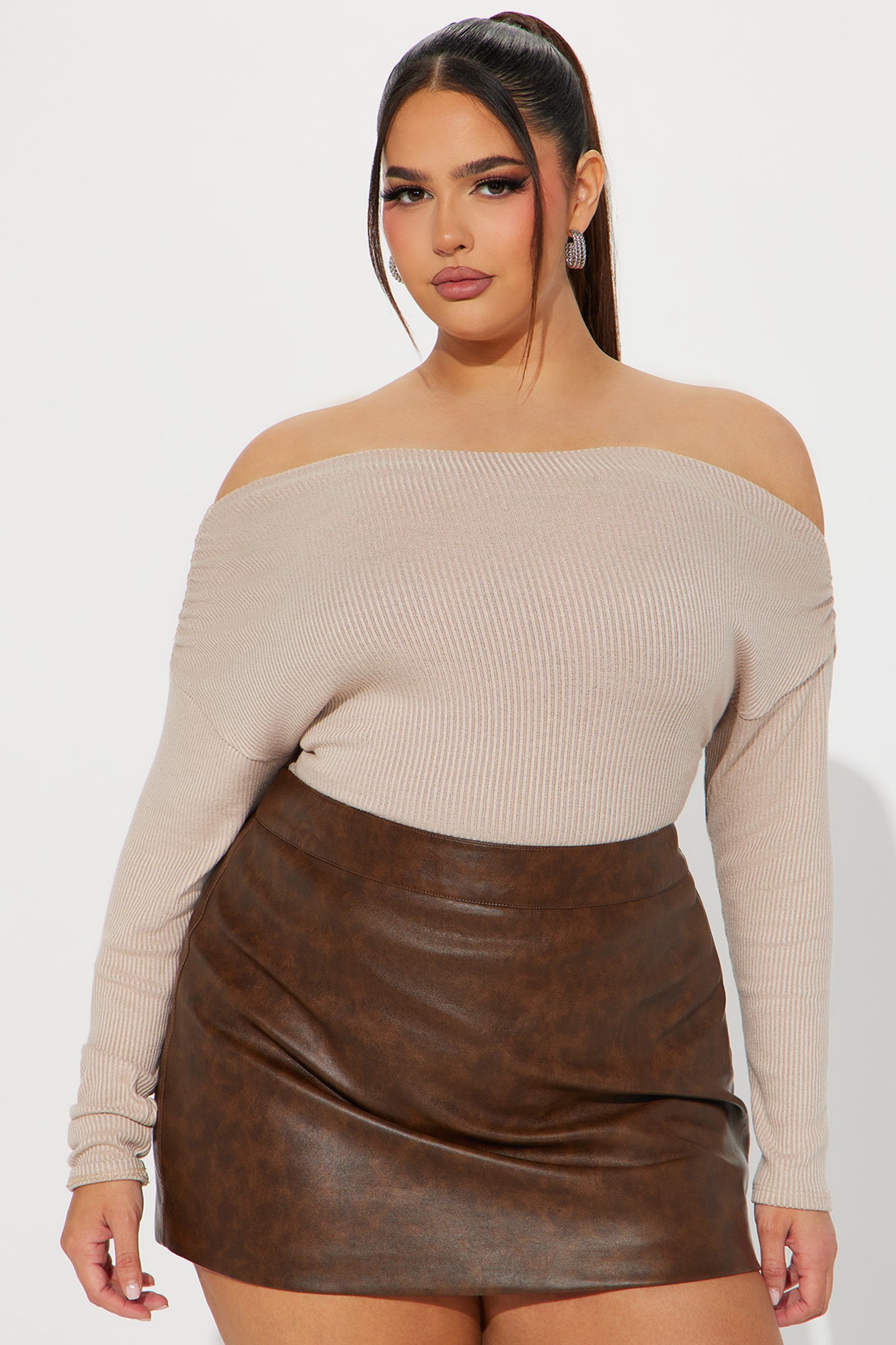 Lover Girl Sweater Bodysuit - Taupe