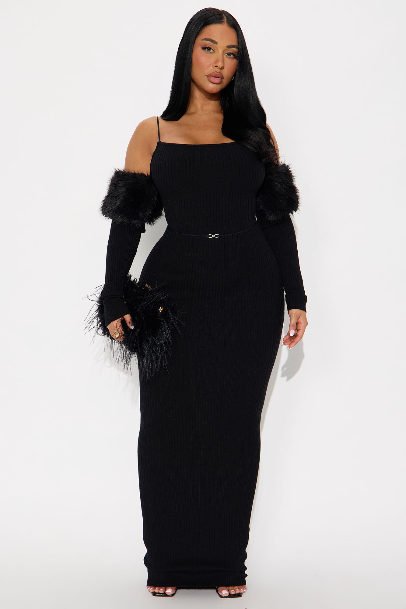 High Maintenance Hottie Sweater Maxi Dress - Black