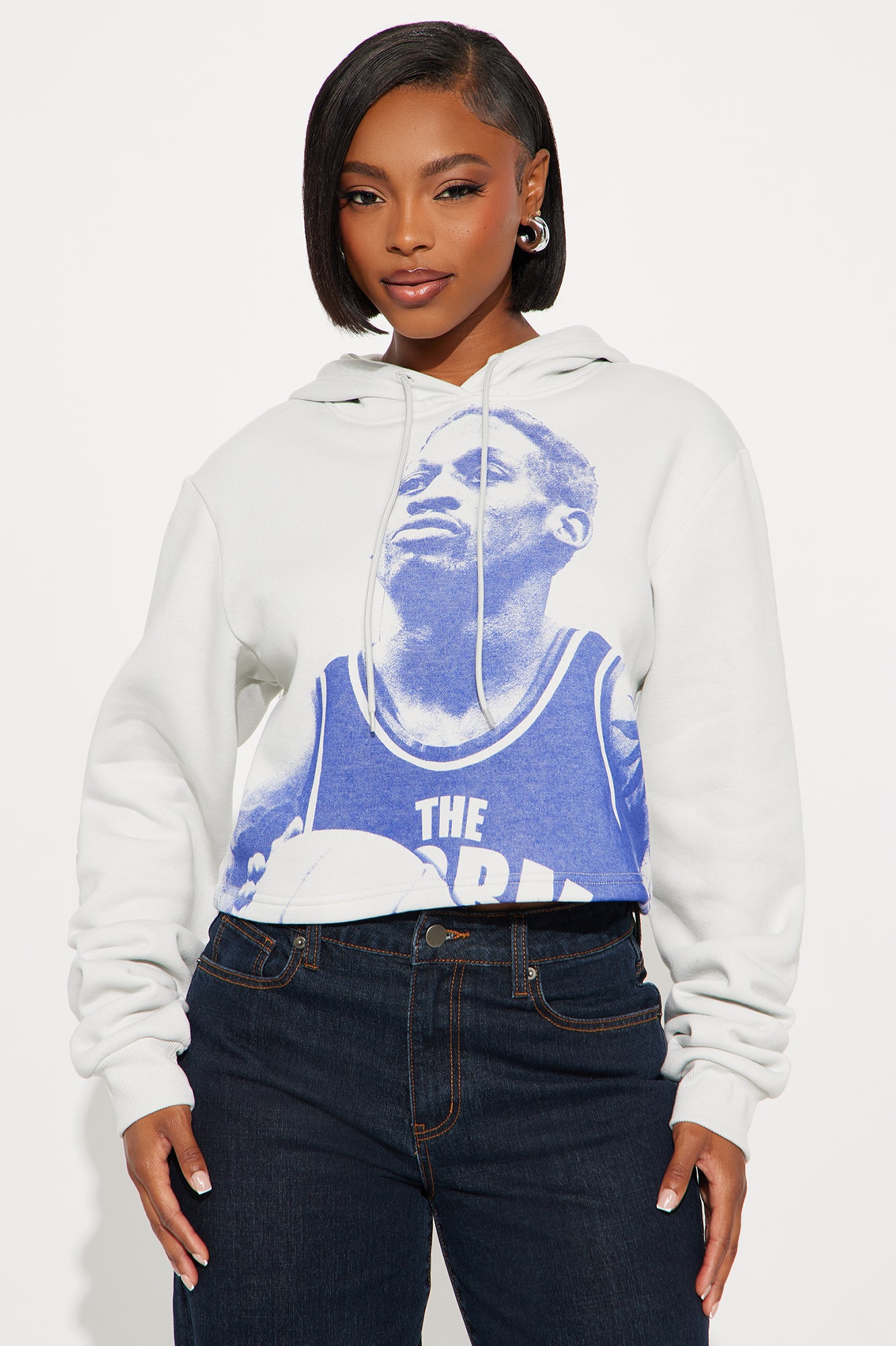 Dennis Rodman Basketball Zip Up Hoodie - White