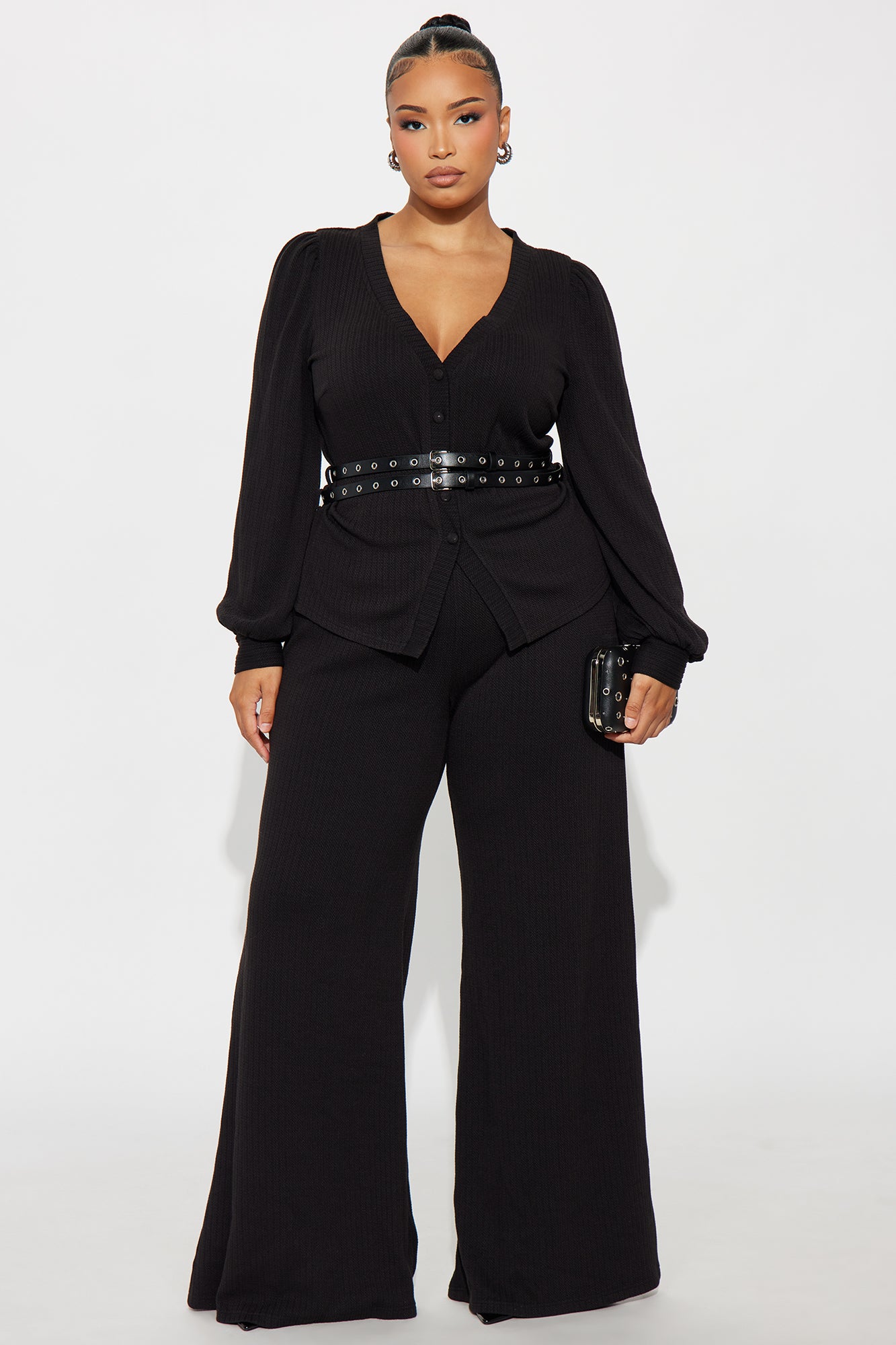Better Together Belted Pant Set - Black