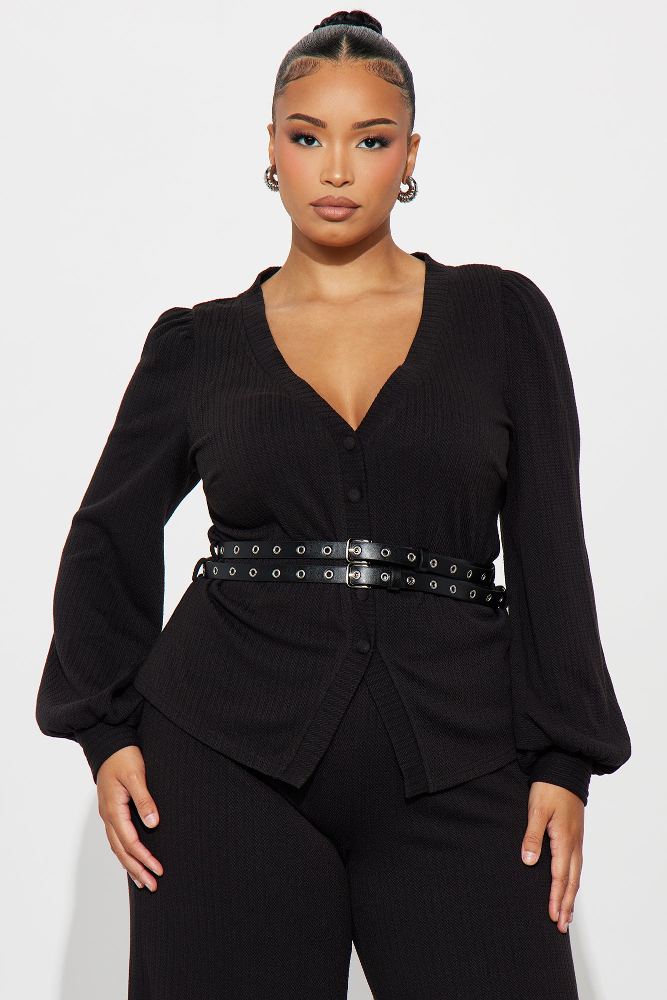 Better Together Belted Pant Set - Black