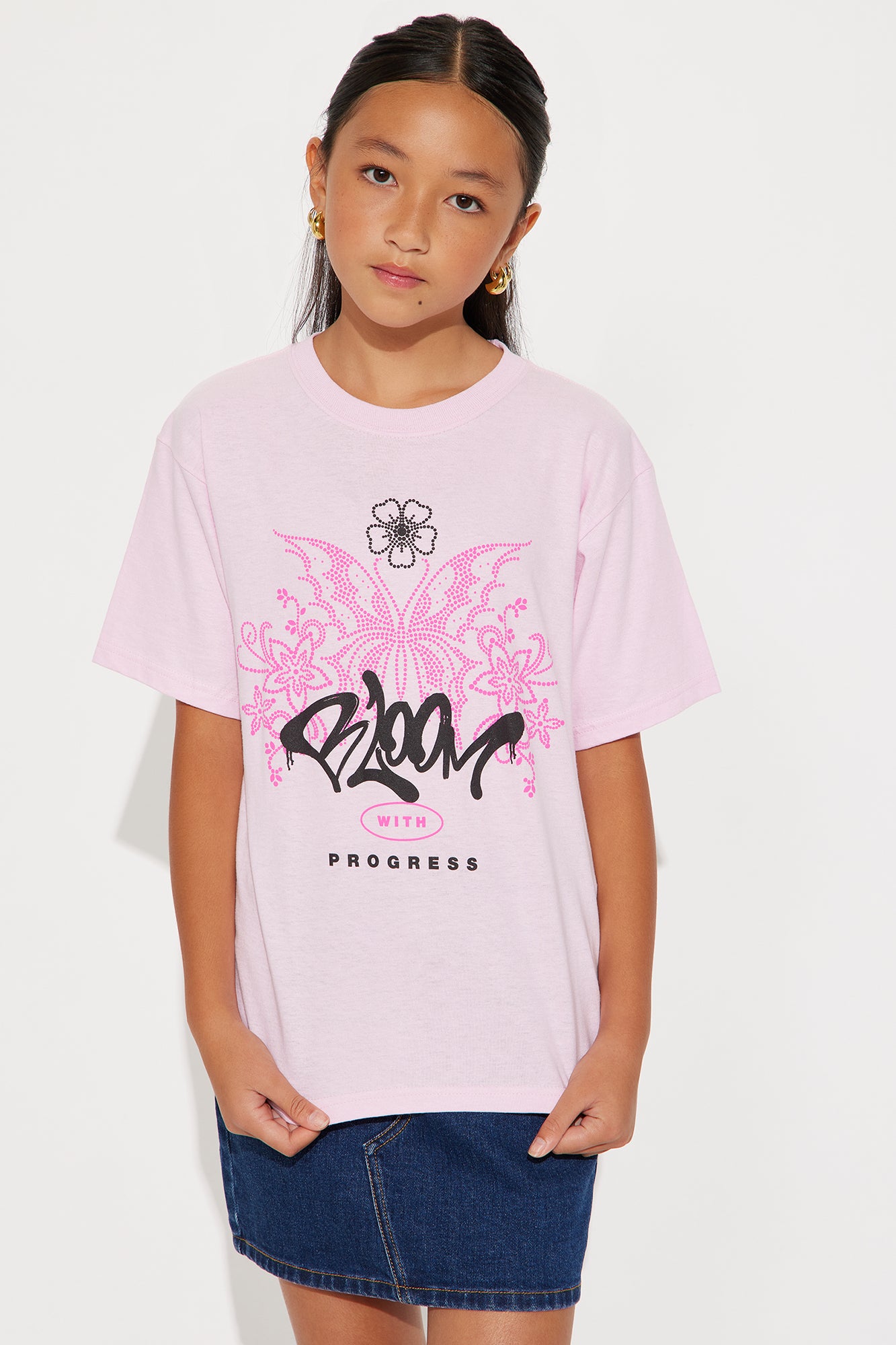 Mini Bloom With Progress Short Sleeve Tee - Light Pink