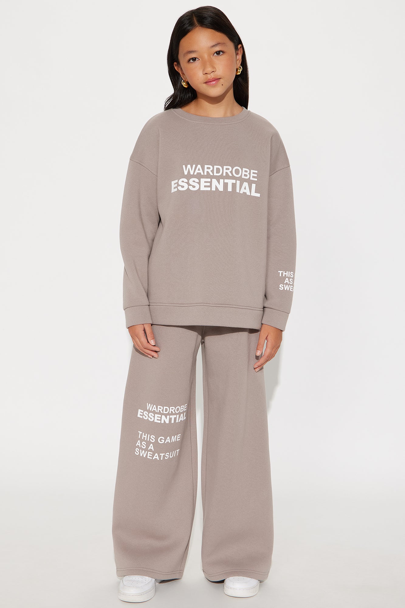 Mini Wardrobe Essential Fleece Sweatsuit Set - Stone