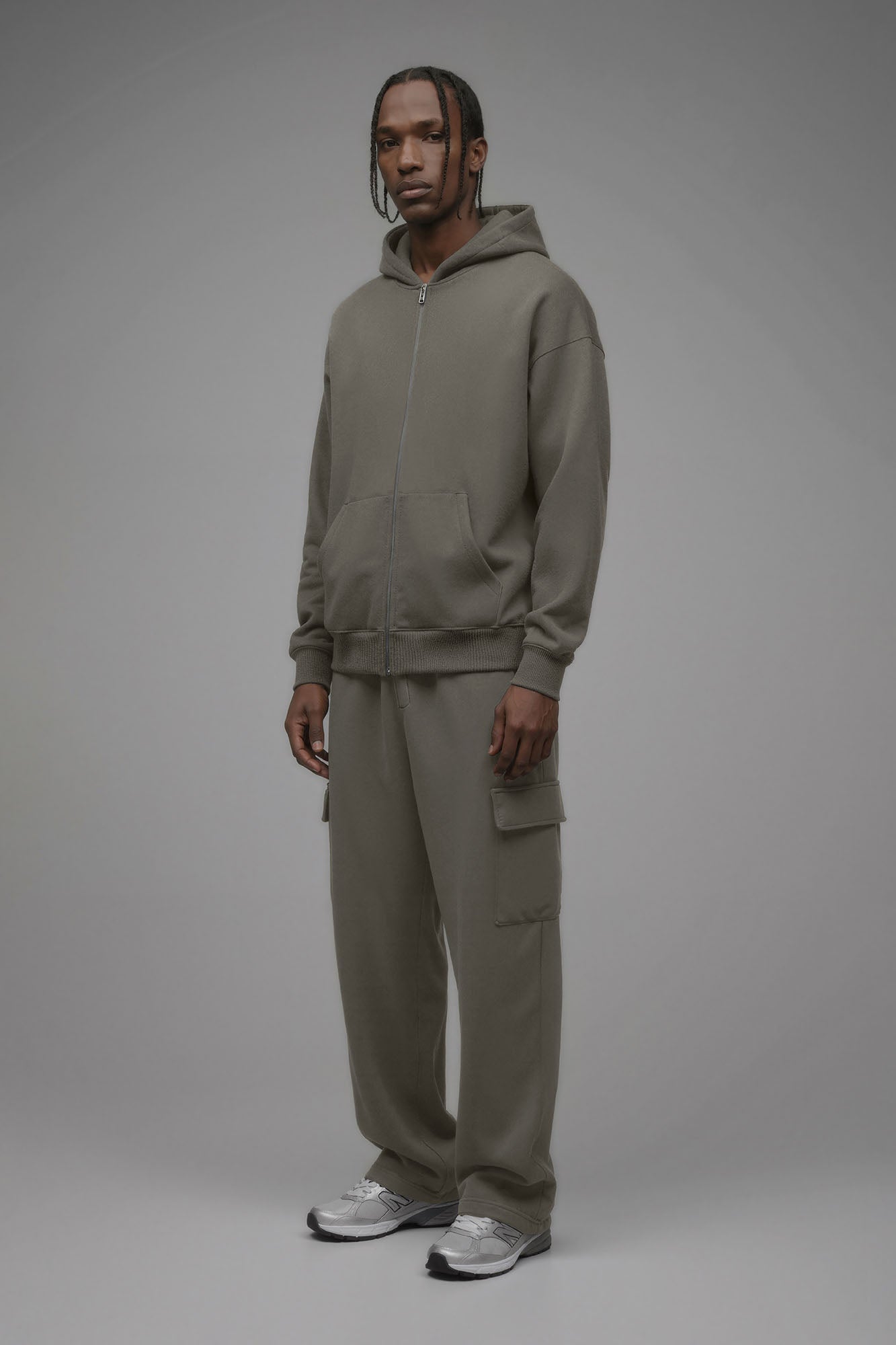 410 Oversized Zip Hoodie - Moss Grey