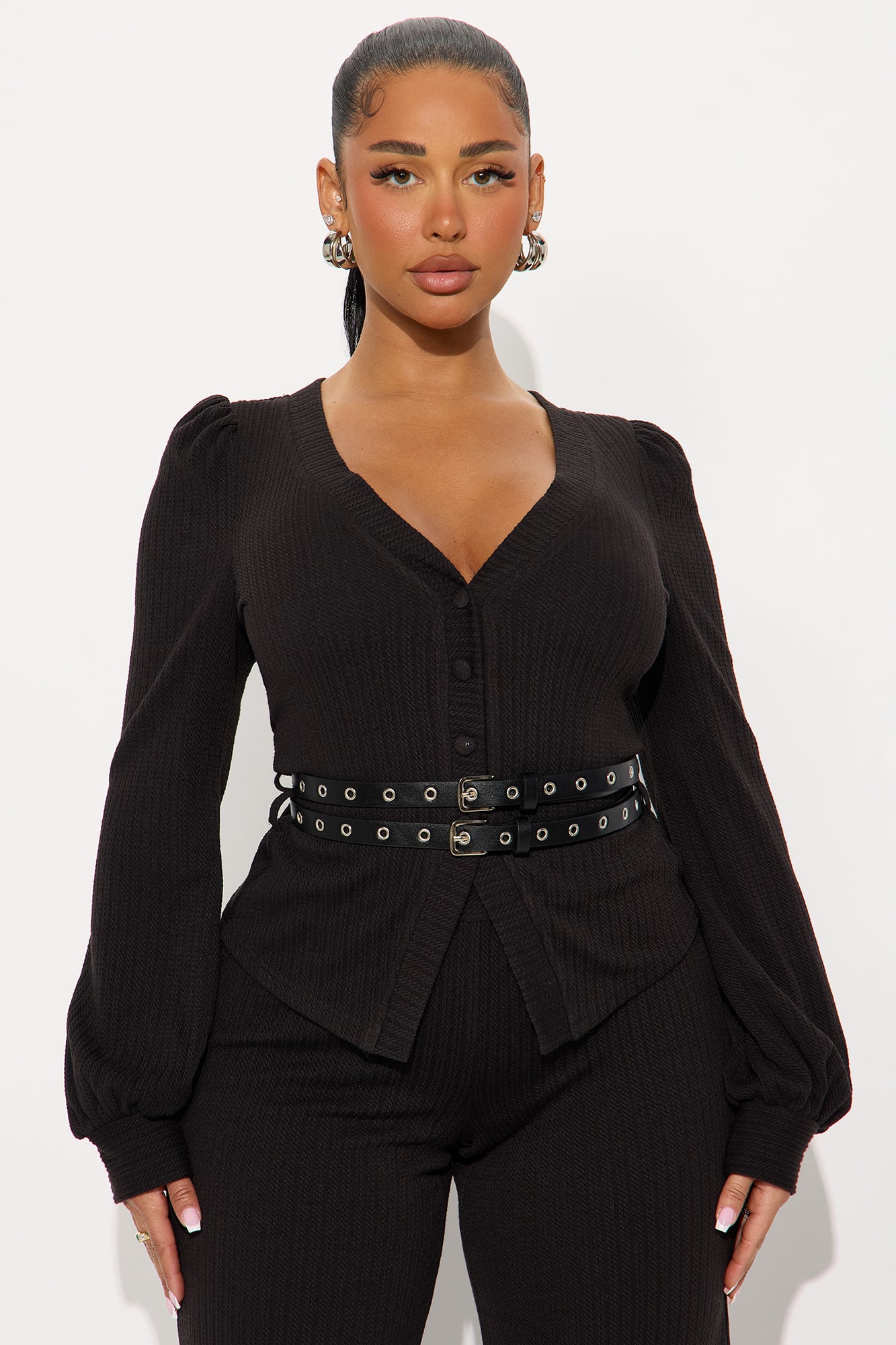 Better Together Belted Pant Set - Black
