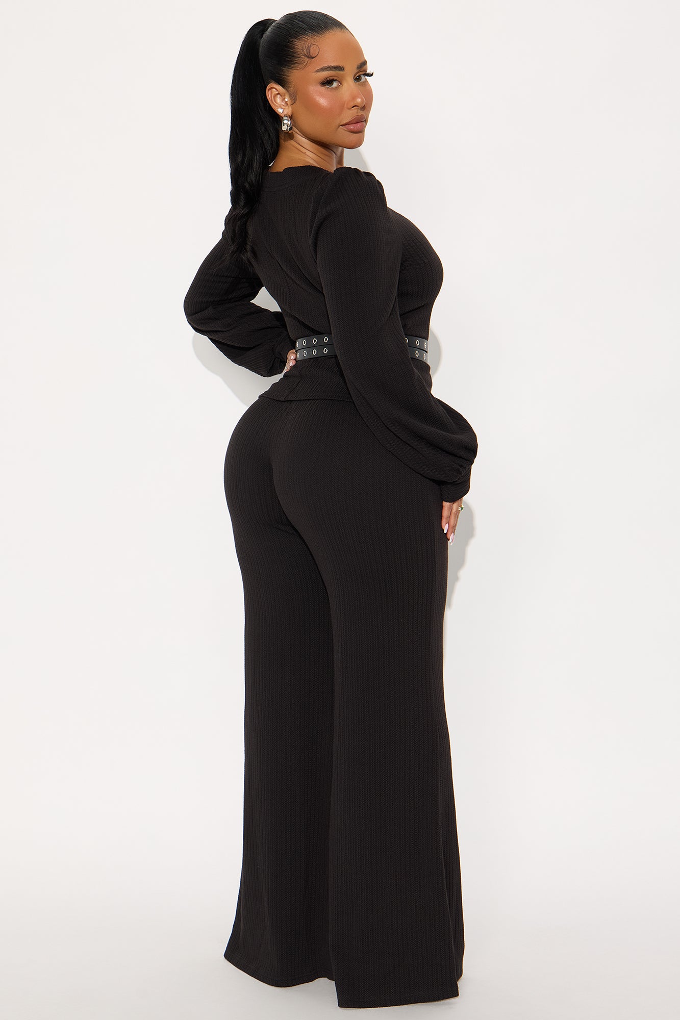 Better Together Belted Pant Set - Black