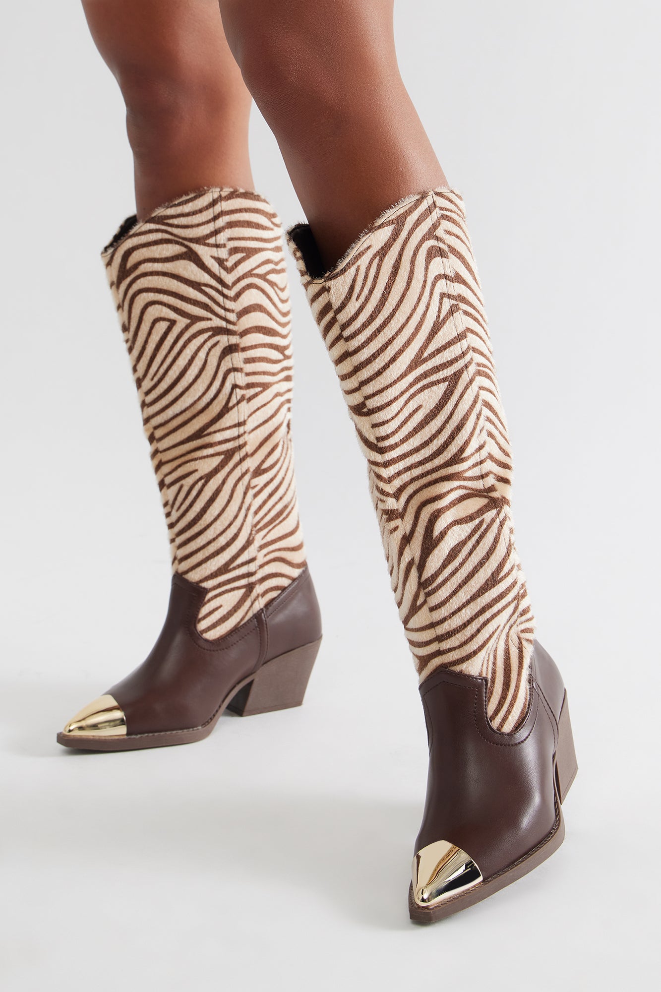 Stallion Animal Print Boots - Brown/combo