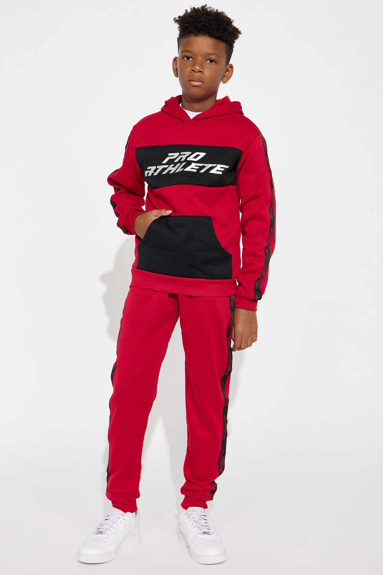Mini Born Athletic Jogger Pant Set - Red/combo