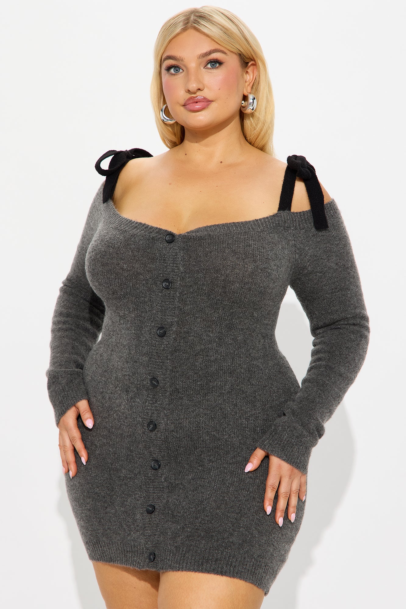 Hidden Secrets Sweater Midi Dress - Charcoal