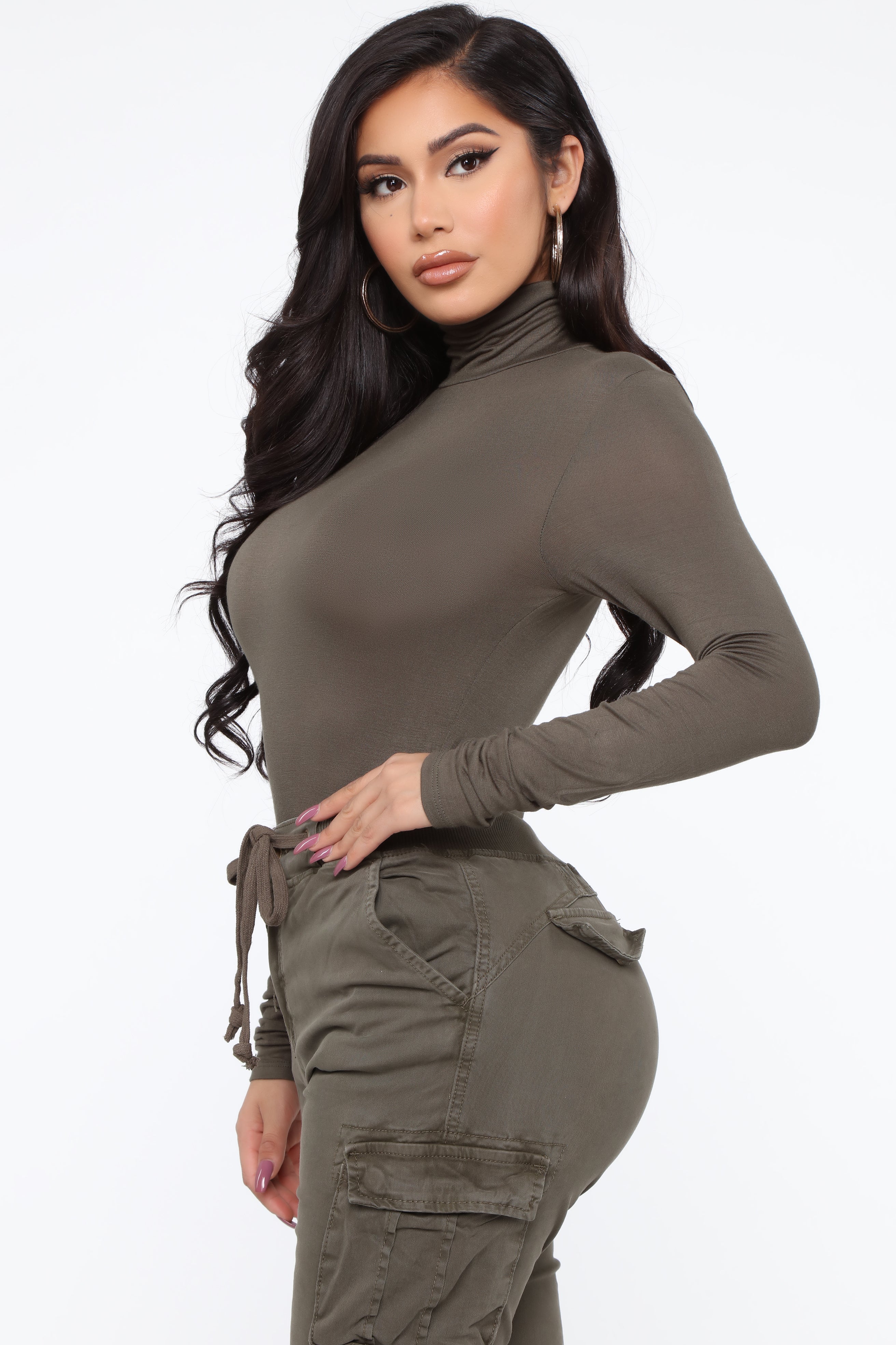 Pamela Turtle Neck Long Sleeve Top - Olive