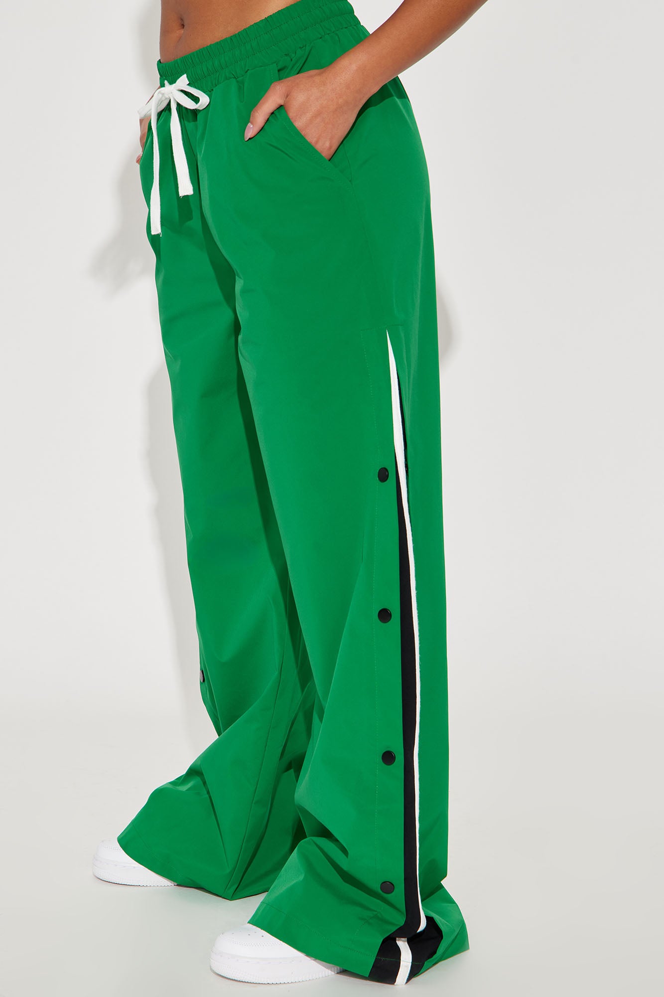 Jennie Snap Button Track Pant - Green/combo