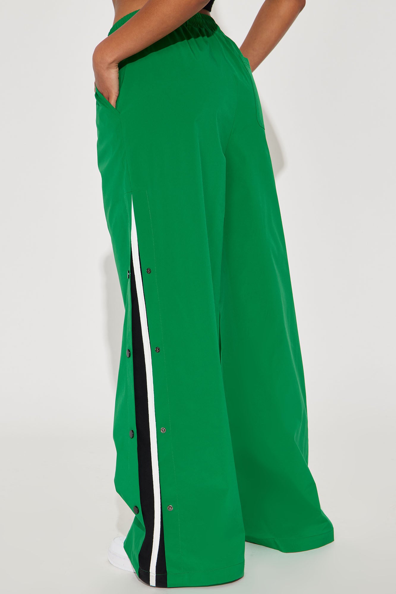 Jennie Snap Button Track Pant - Green/combo