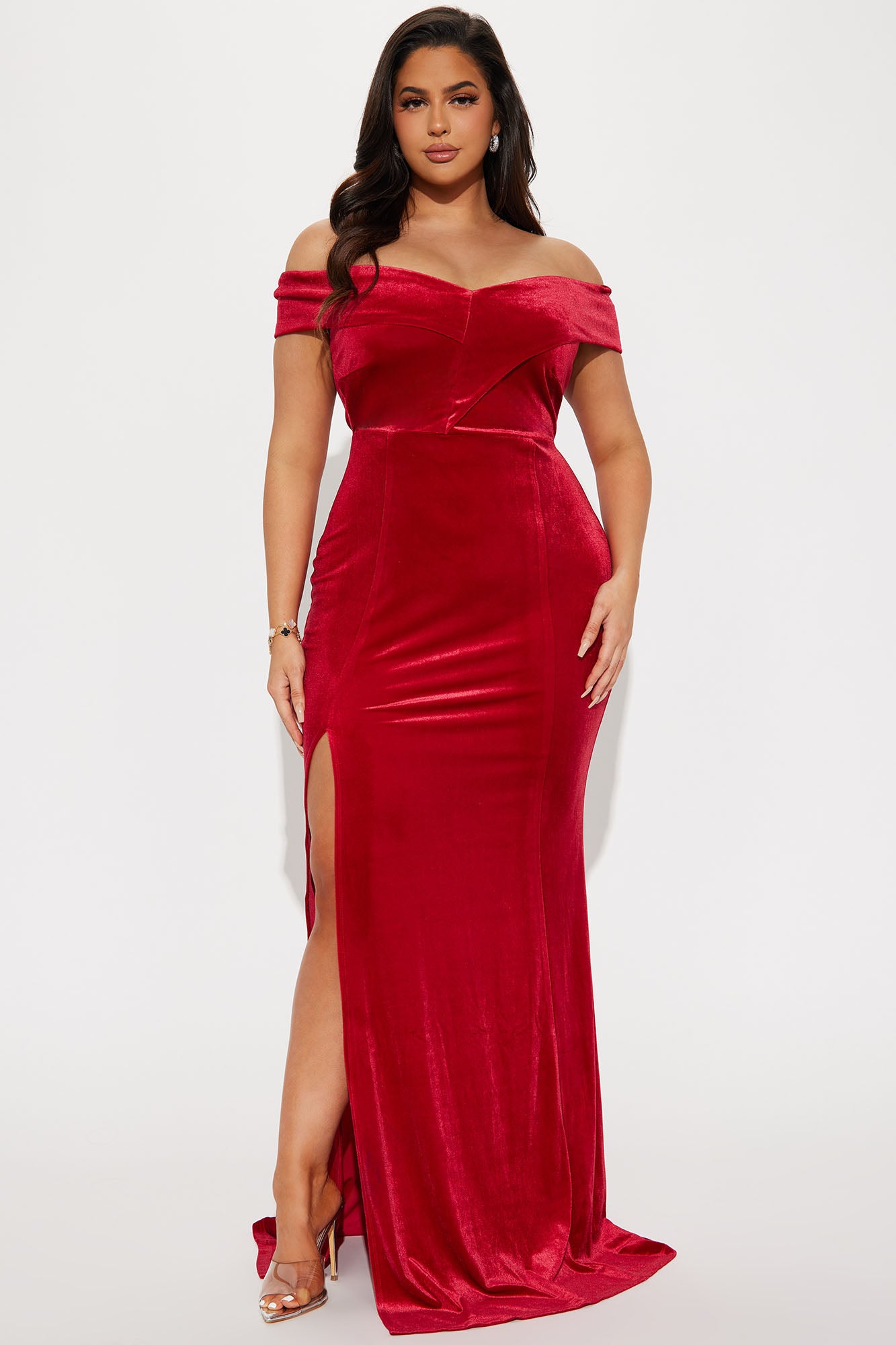 Joyous Nights Velvet Maxi Dress - Red