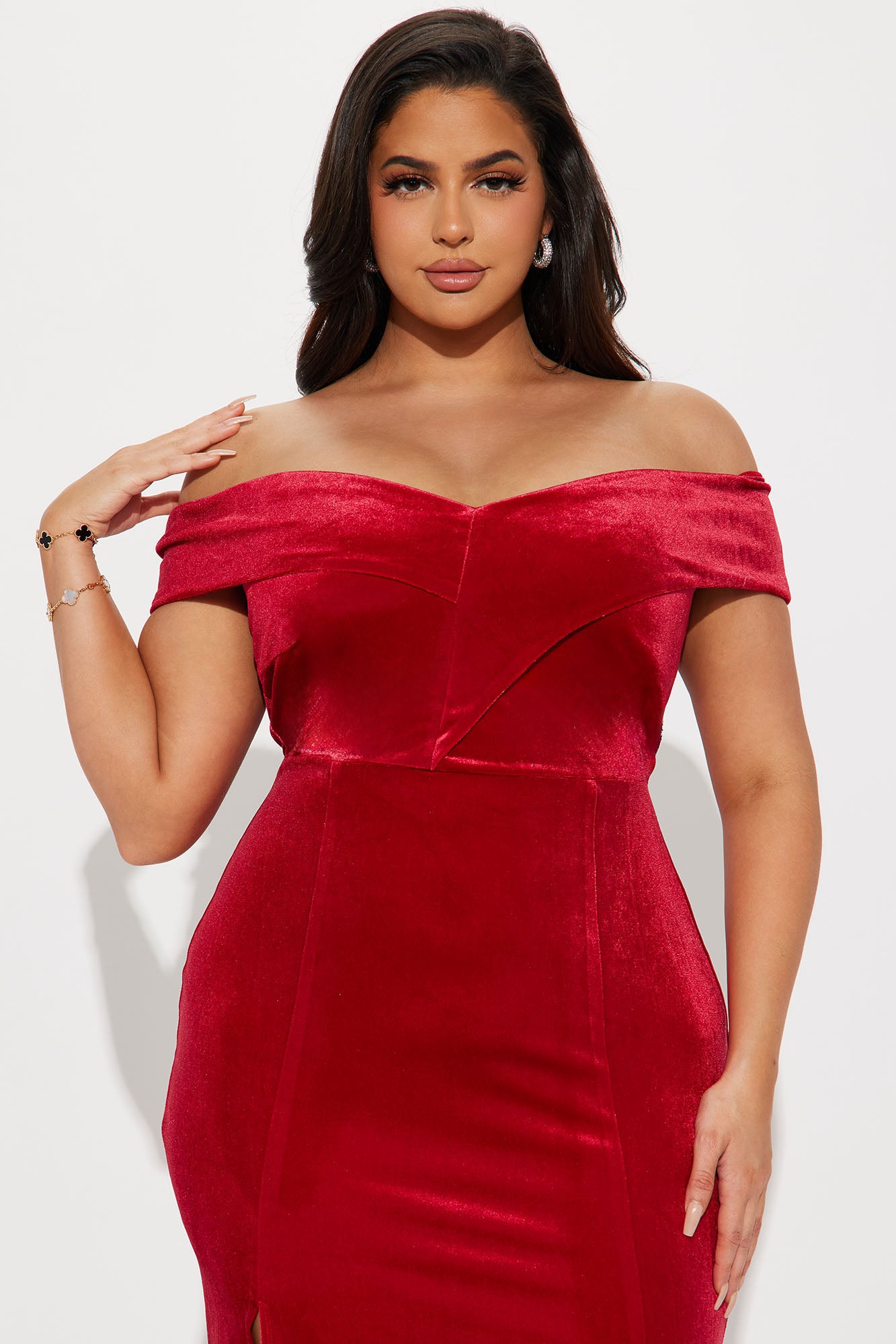 Joyous Nights Velvet Maxi Dress - Red