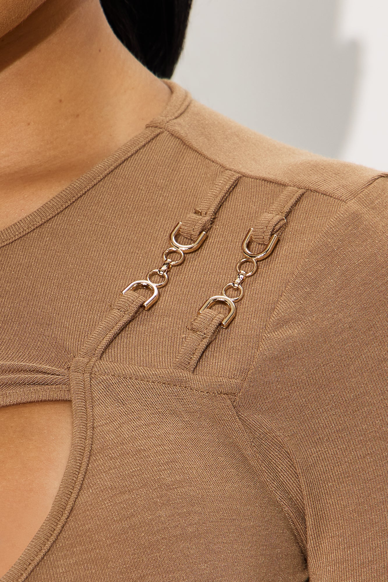 Diana Cut Out Long Sleeve Top - Camel