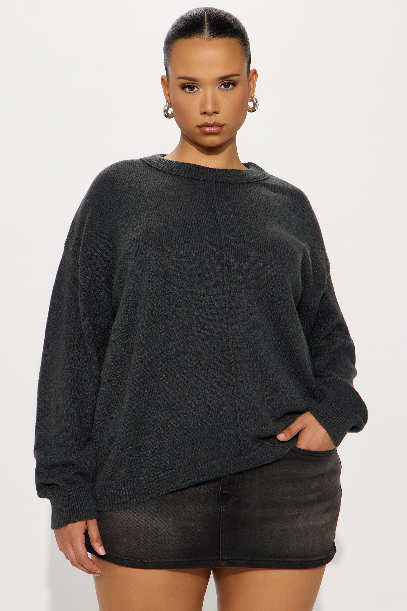 All Season Crew Neck Sweater - Charcoal