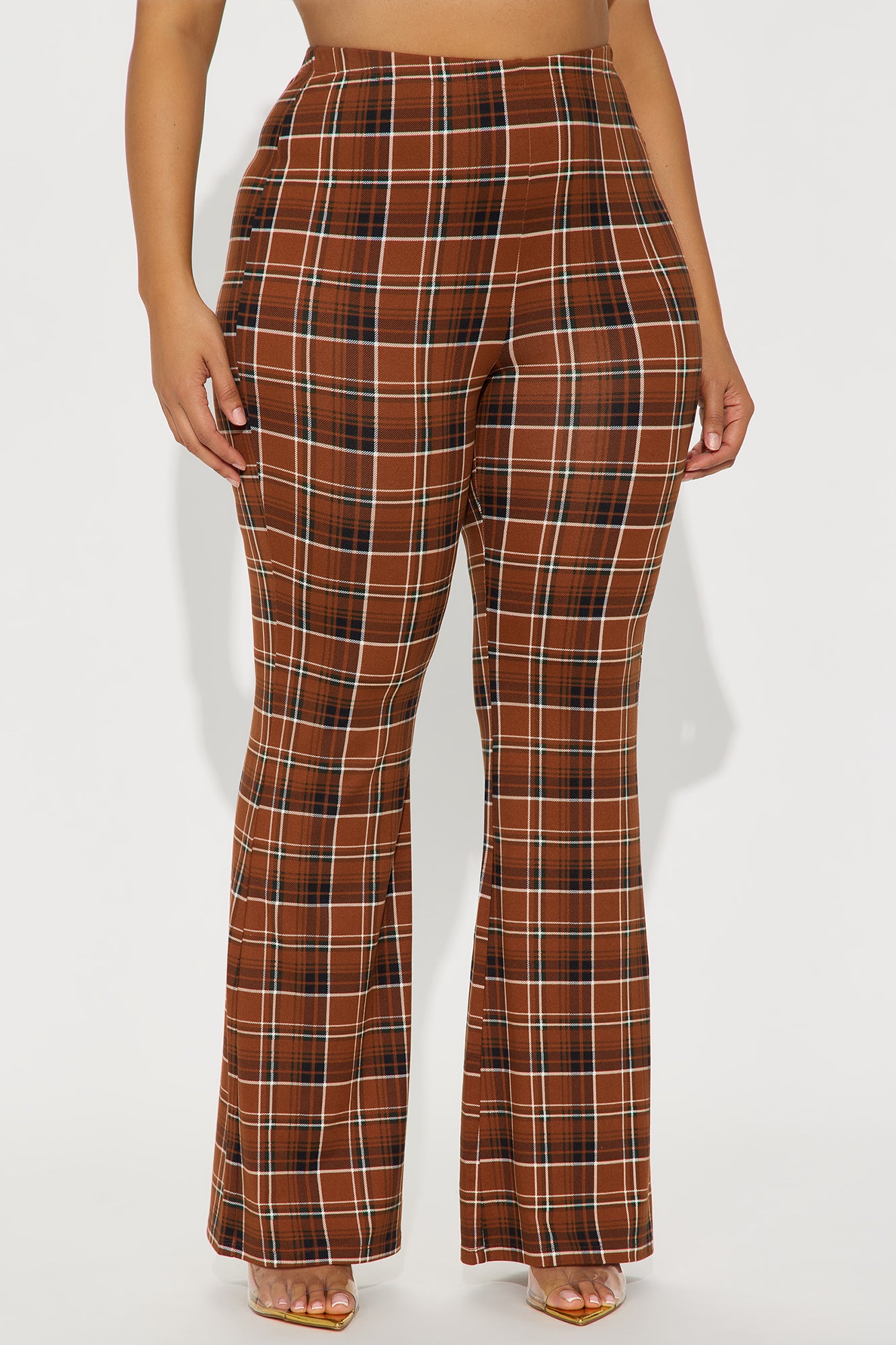 Anastasia Plaid Flare Pant - Brown/combo
