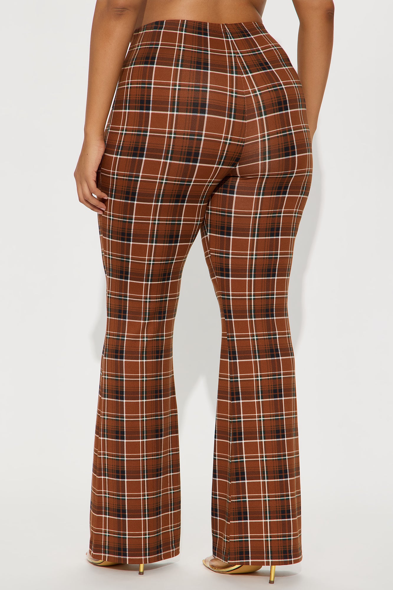 Anastasia Plaid Flare Pant - Brown/combo