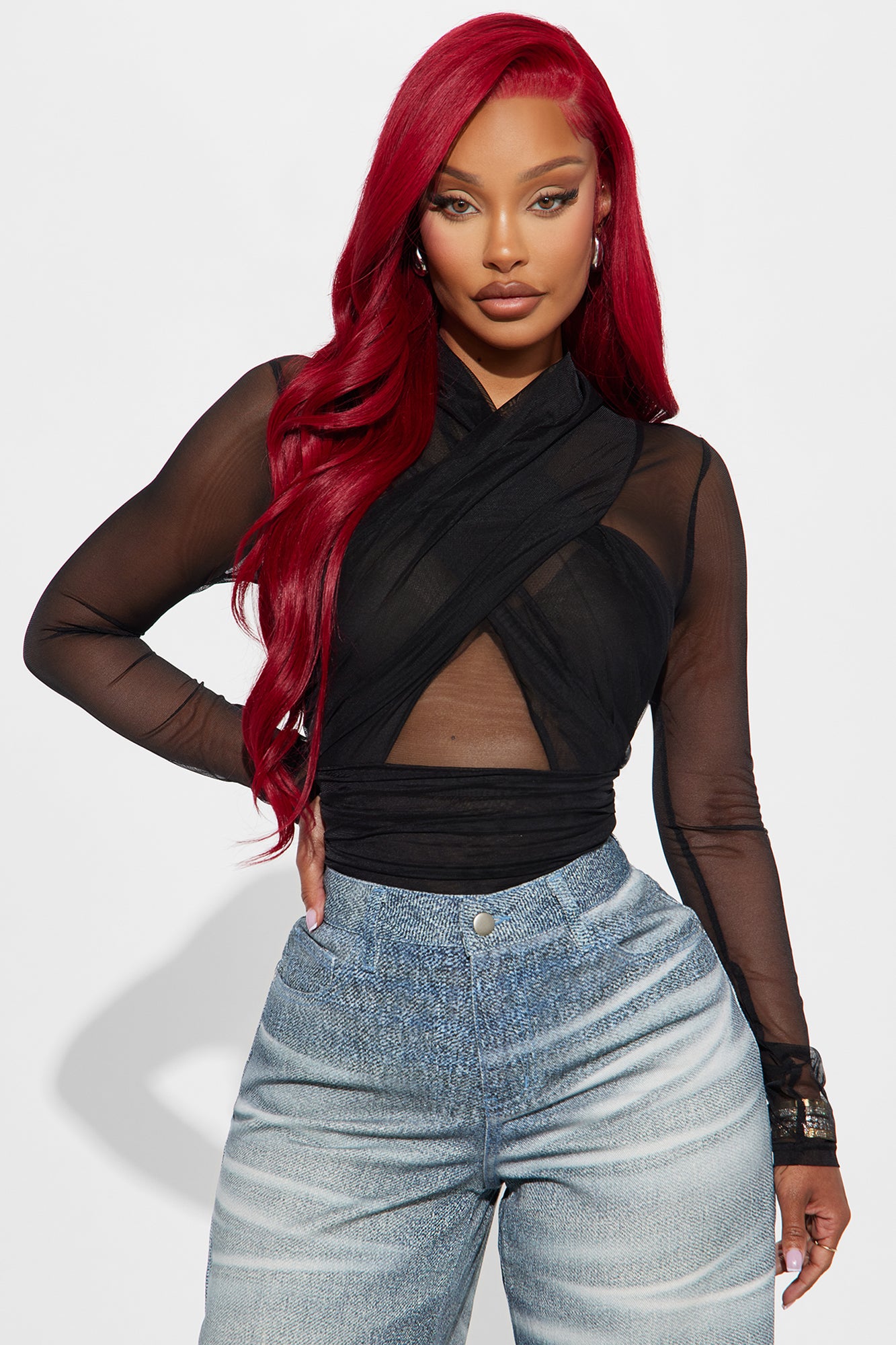 Serena Mesh Bodysuit - Black