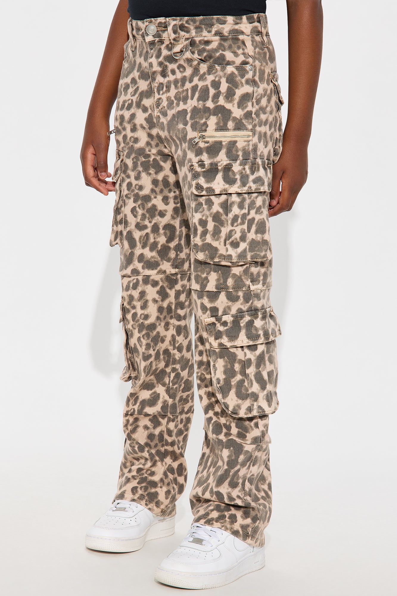 Mini Like A Leopard Printed Cargo Jeans - Leopard