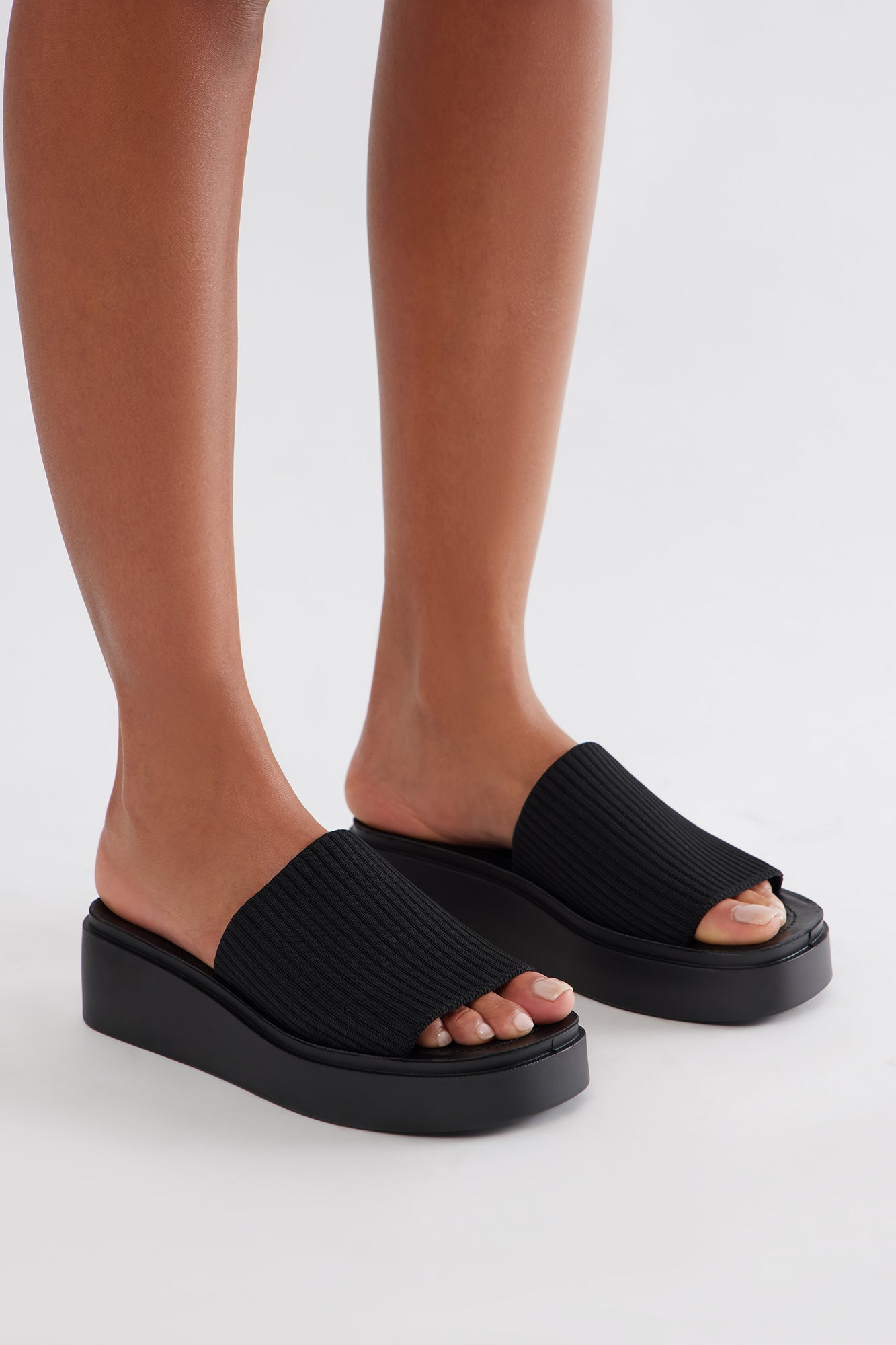 Missie Faux Leather Platform Sandals - Black