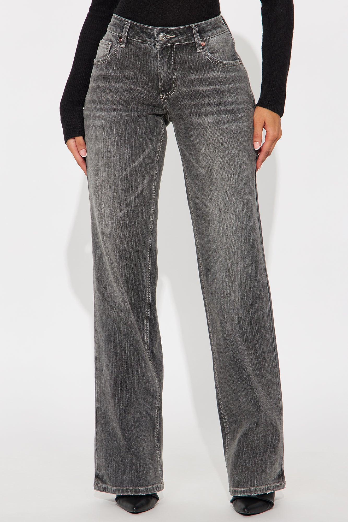 Greyson Low Rise Straight Leg Jeans - Grey