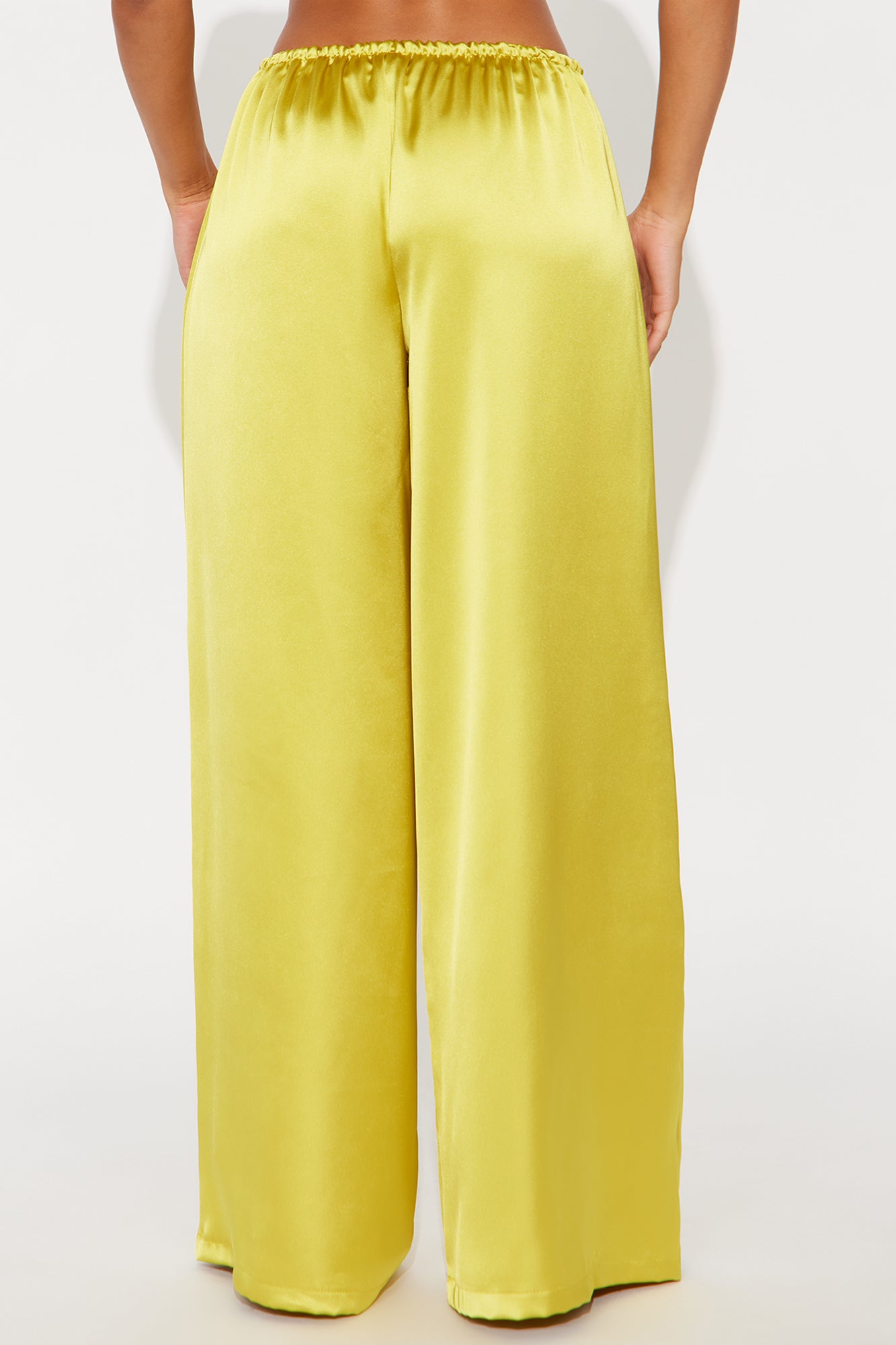 Augustine Satin Wide Leg Pant 32″ - Chartreuse