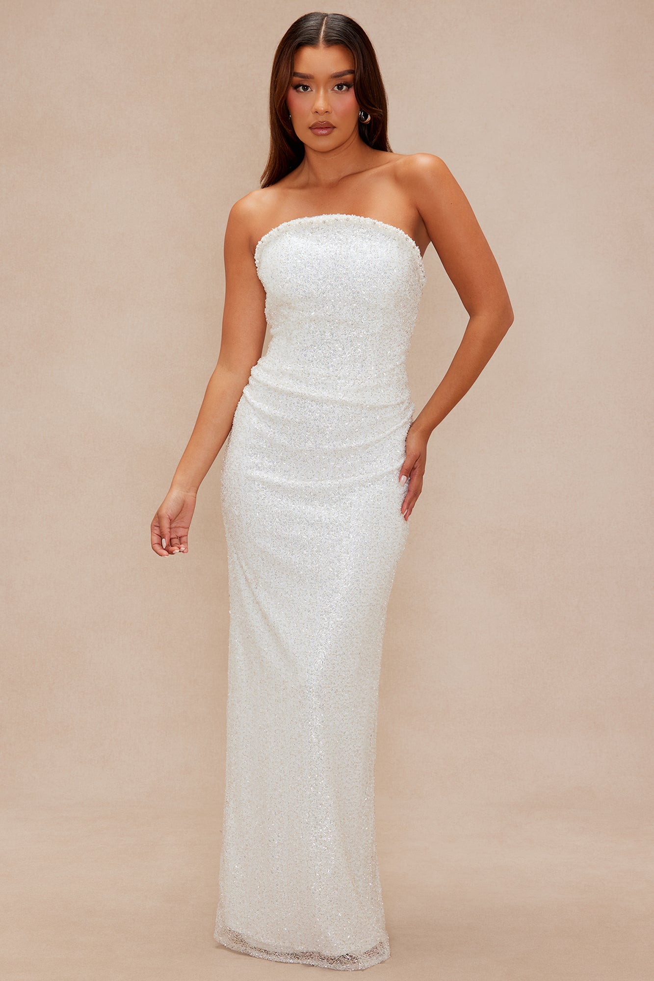 Full Of Glamour Embellished Gown - White
