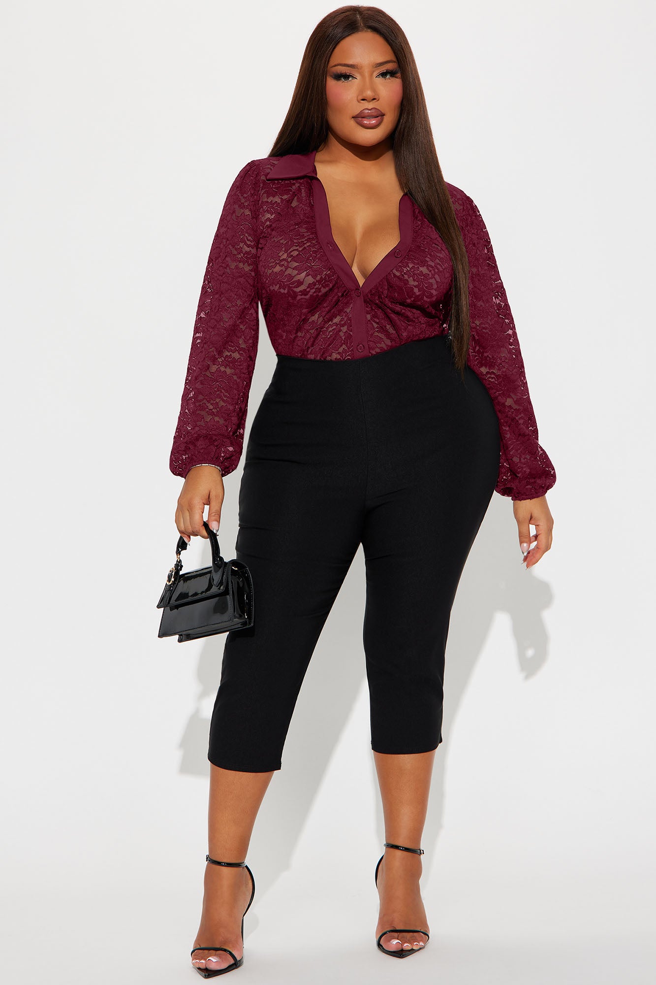 Adelina Lace Top - Burgundy