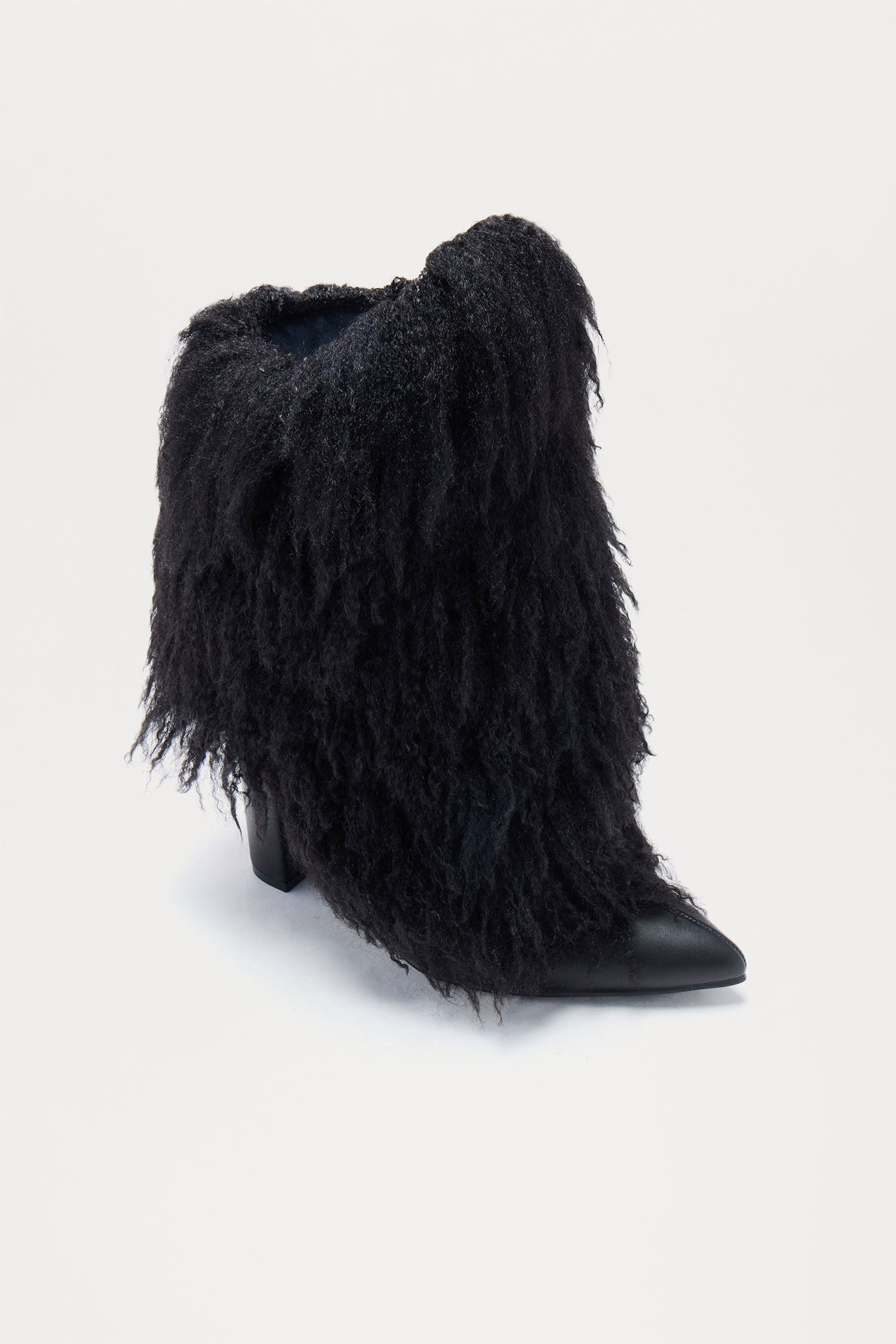 Falls Faux Fur Overlay Booties - Black