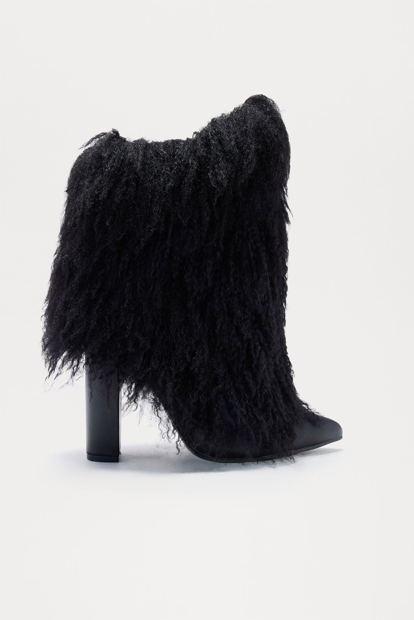 Falls Faux Fur Overlay Booties - Black