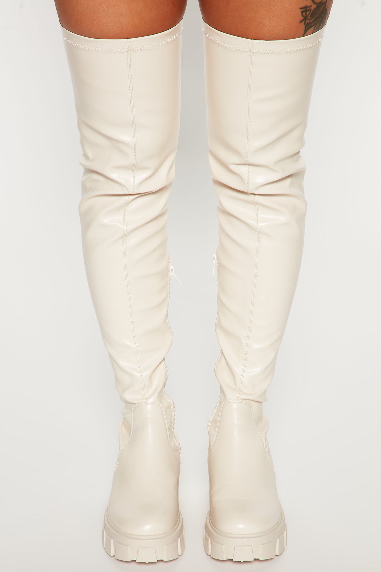 Play It Off Over The Knee Boots - Cream
